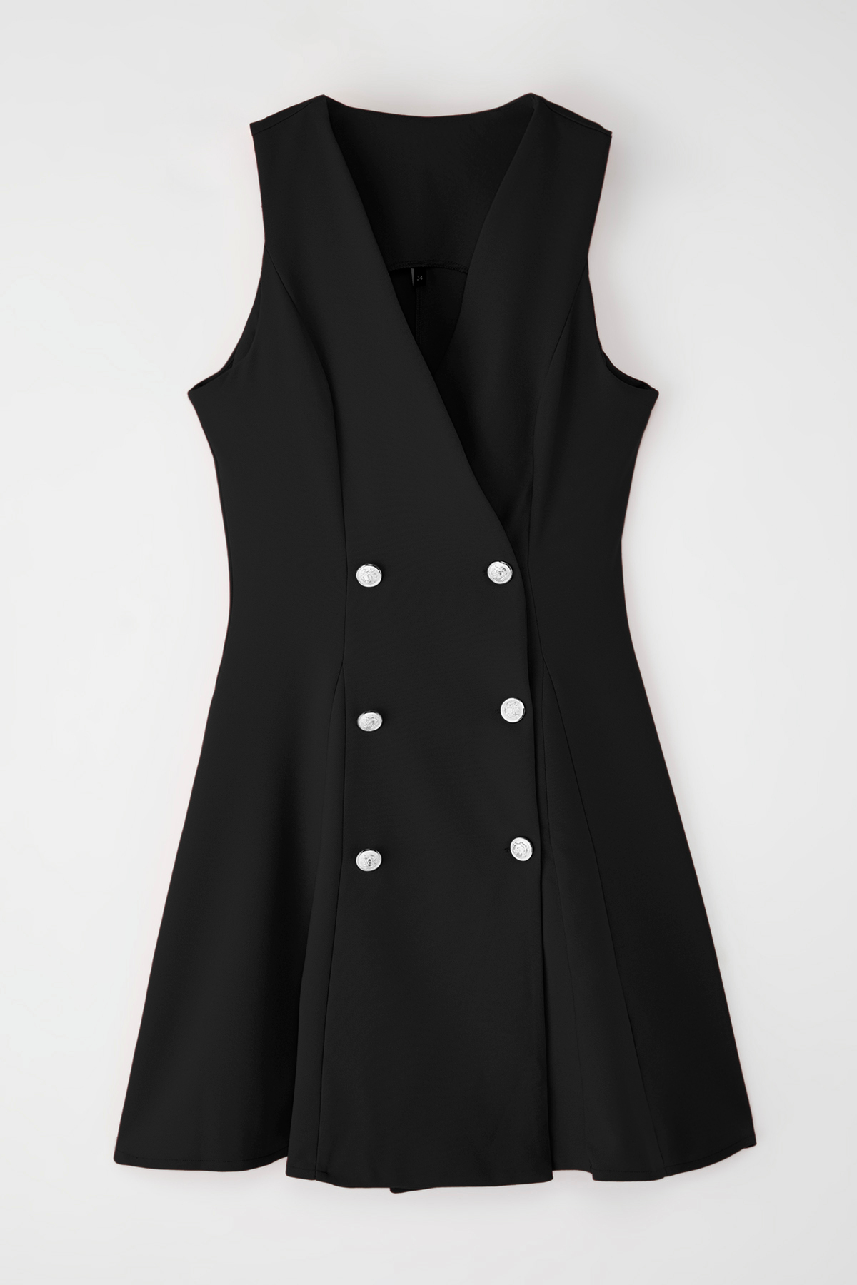 Trendyolmilla  Siyah Düğmeli Mini Dokuma Ceket Elbise TWOSS25EL00117 - Görsel 6