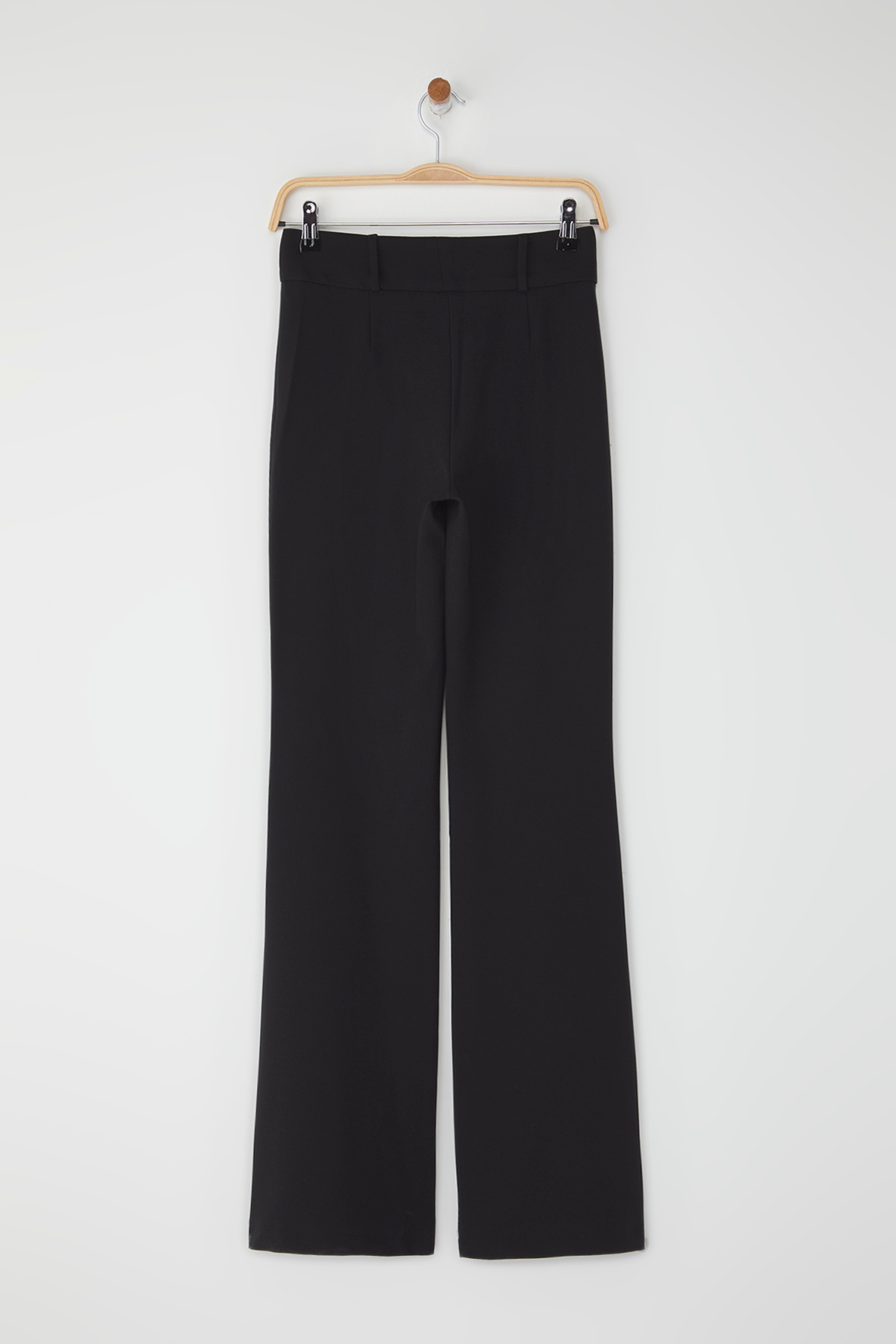 Trendyolmilla  Siyah İspanyol Paça Normal Bel Dokuma Pantolon TWOSS25PL00065 - Görsel 8