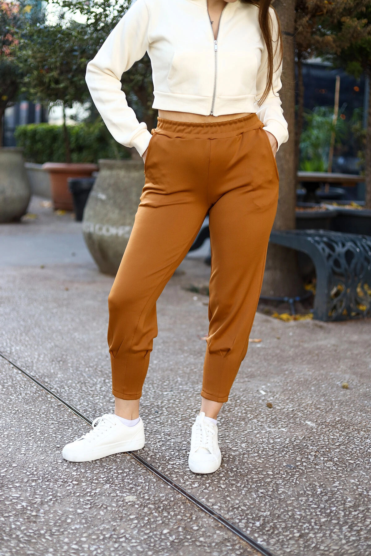 bacc-Women's Brown Soft Textured Sweatpants Bcbsk-25700-3507 2