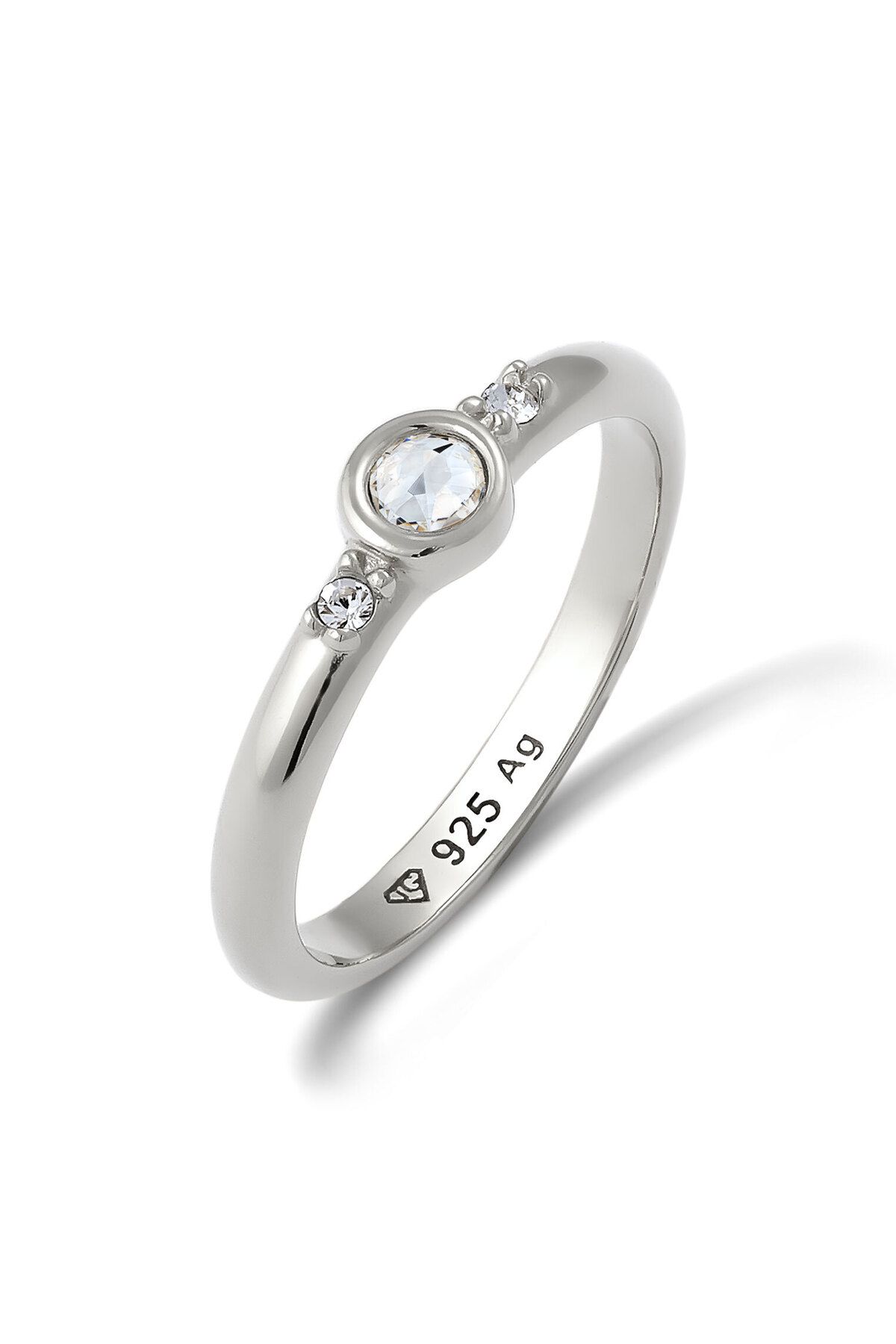 ELLI Ring Ring Mit Steinen Glaskristalle Xiriusschliff Weiß 925 Sterling Silber für Damen - 56
