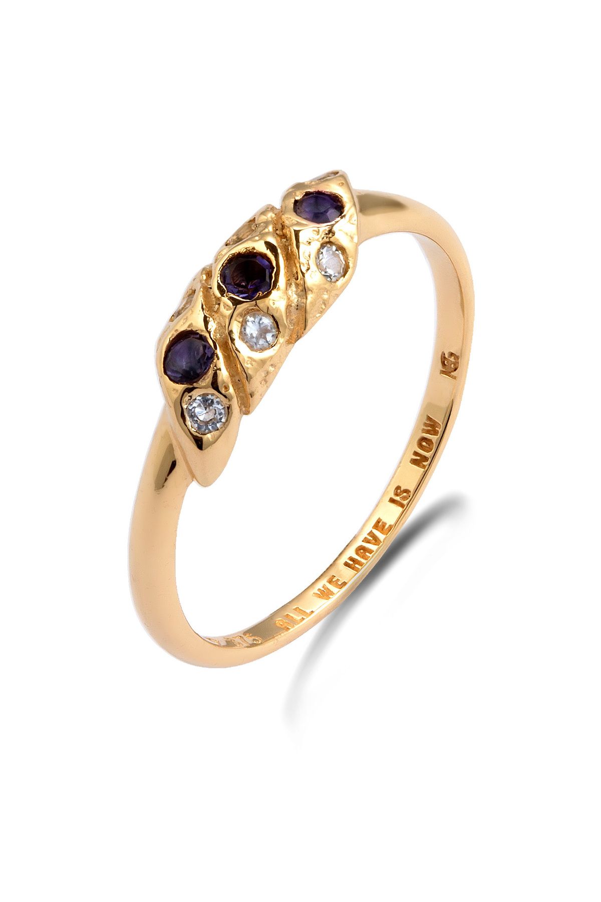 HAZE & GLORY Ring Ring Mit Steinen 375 Gelbgold Ring Kreisförmige Runde Muschel Mit Mondstein Und I für Damen - 58