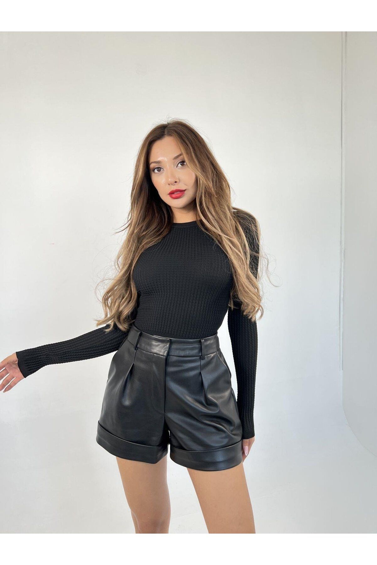 hepimiz alalım-3062 RIGHT KNITTED SWEATER-BLACK 3