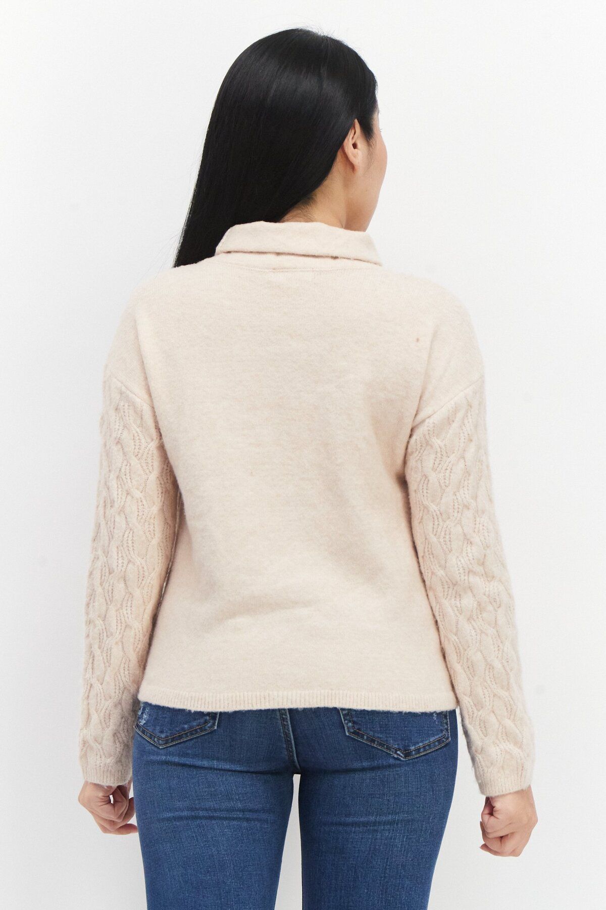 Calvin Klein-Women High Neck Textured Sweater, Peach 4