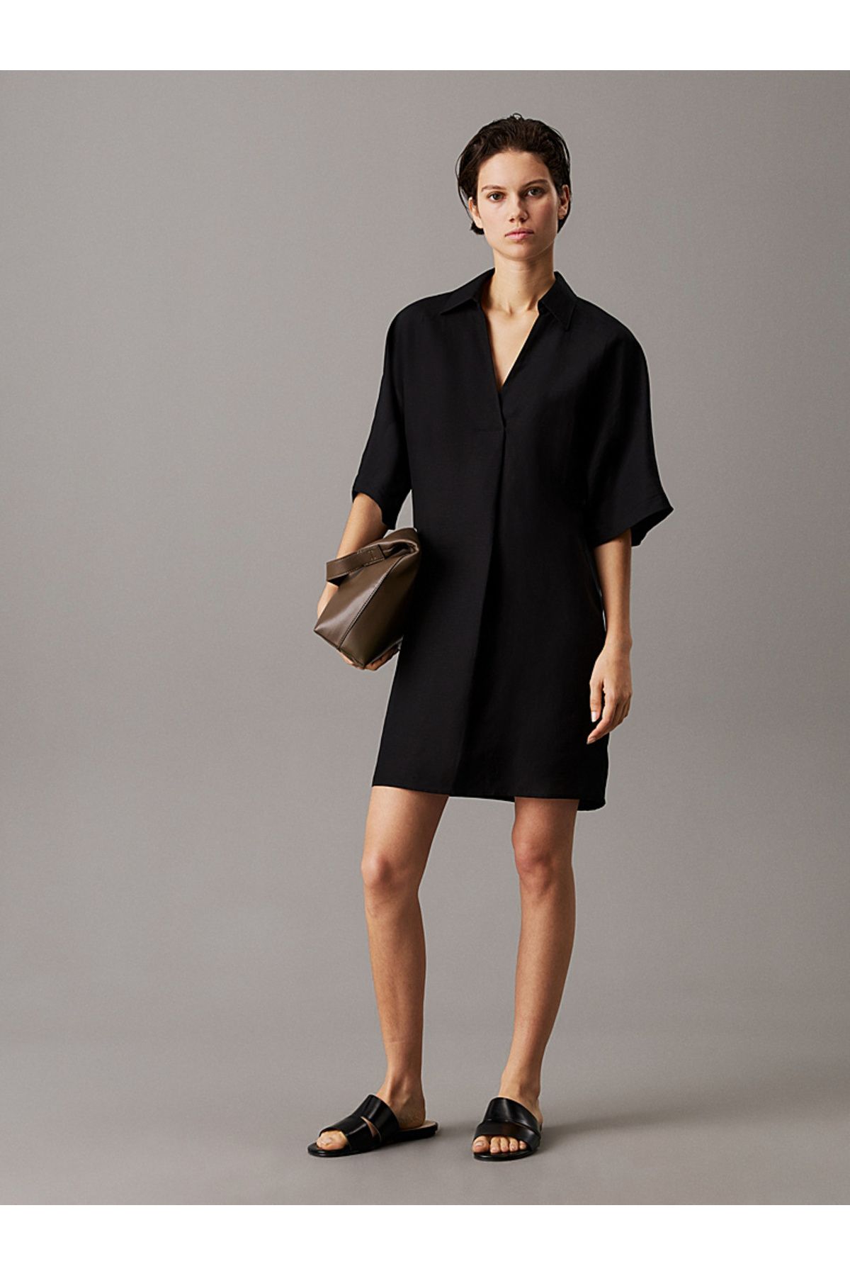 Calvin Klein Linen Lyocell Shirt Dress - Elbise