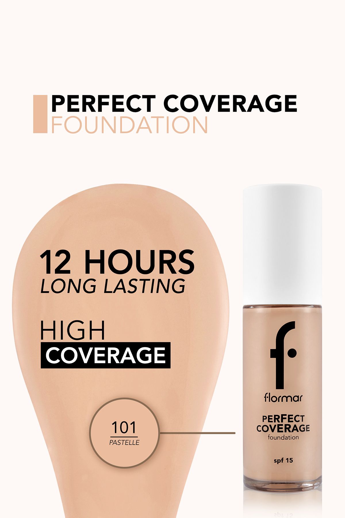 Flormar-كريم أساس مائي بتغطية مثالية كثيفة - 101 باستيل 4