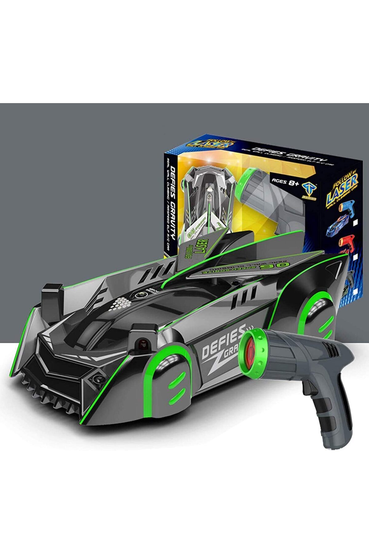 Yelajoy-Remote control rechargeable wall climbing car, laser-controlled, 360 rotation, for children, green 4