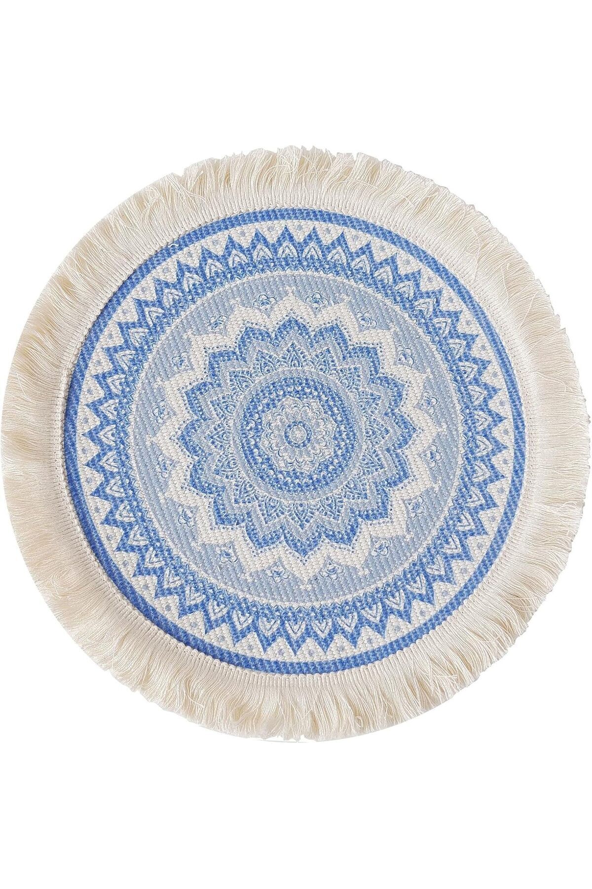 COOYA-Set of 6 Boho Style Mandala Pattern Placemats,with Tassels 13 Inch Rope Braided Place Mats Woven 6