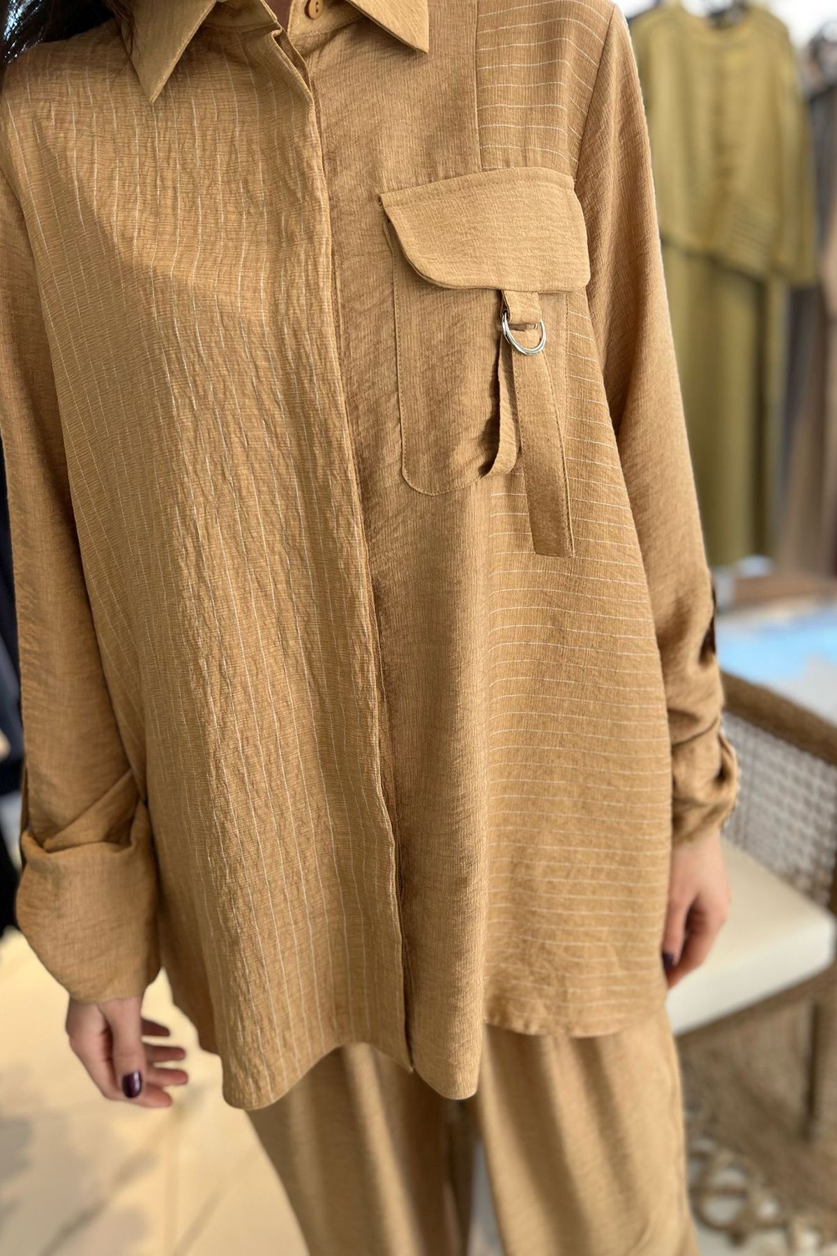 Nuss-Striped Pocket Detail Suit 1041 Camel 4