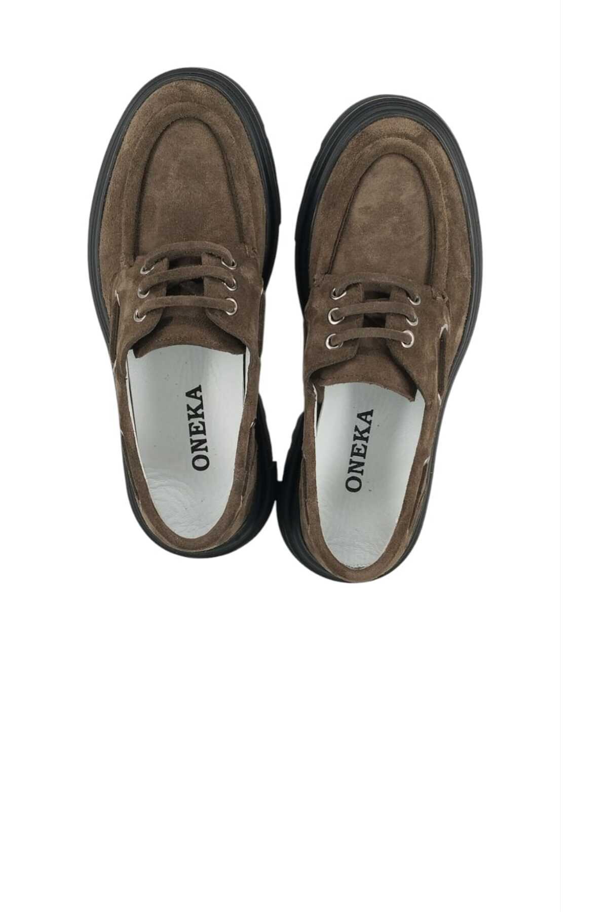 Oneka Shoes-Women's Daily Green Denim Topallığı Leather Laced 130825 Tbs3201 3