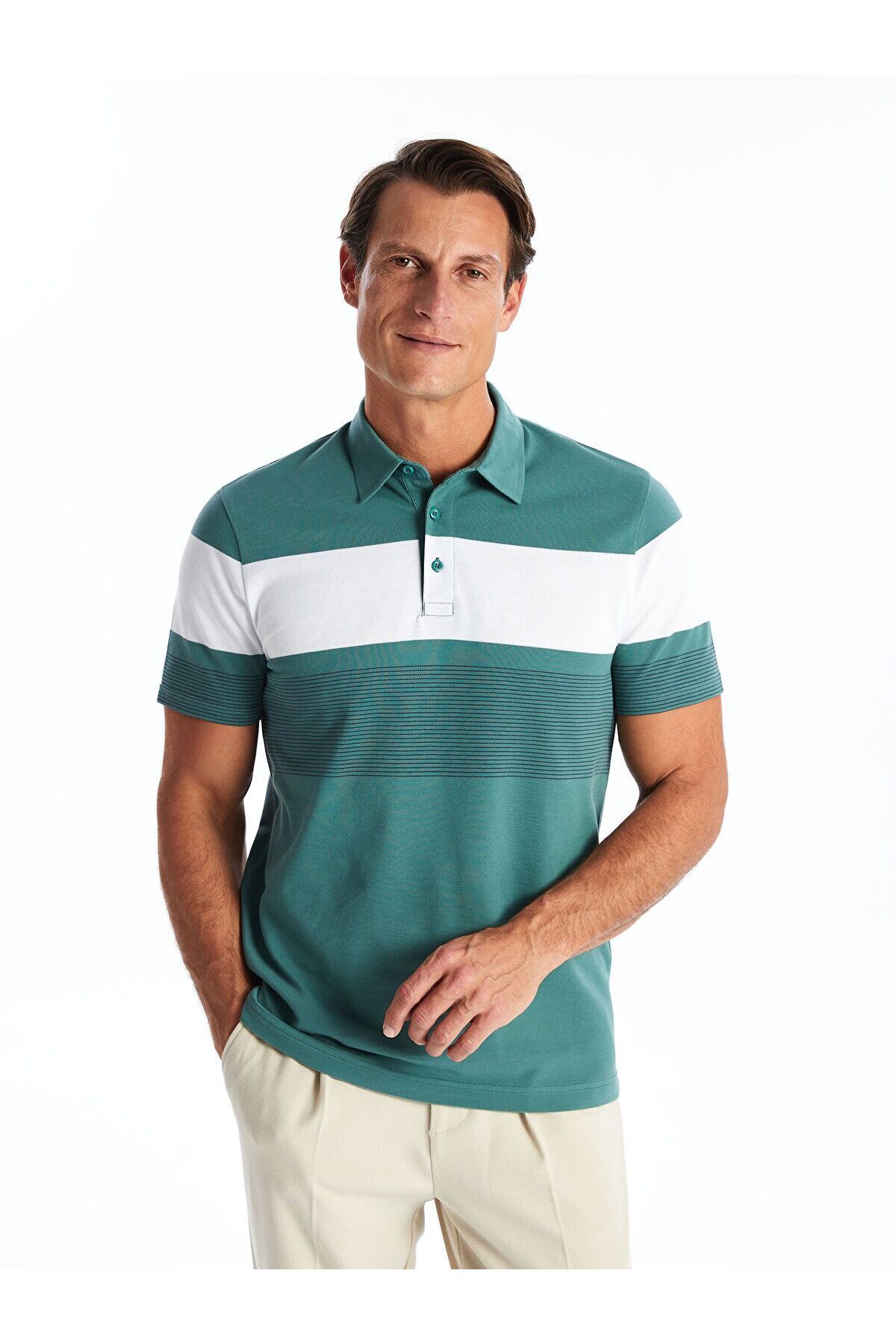 LC Waikiki Polo Yaka Kısa Kollu Çizgili Erkek Tişört