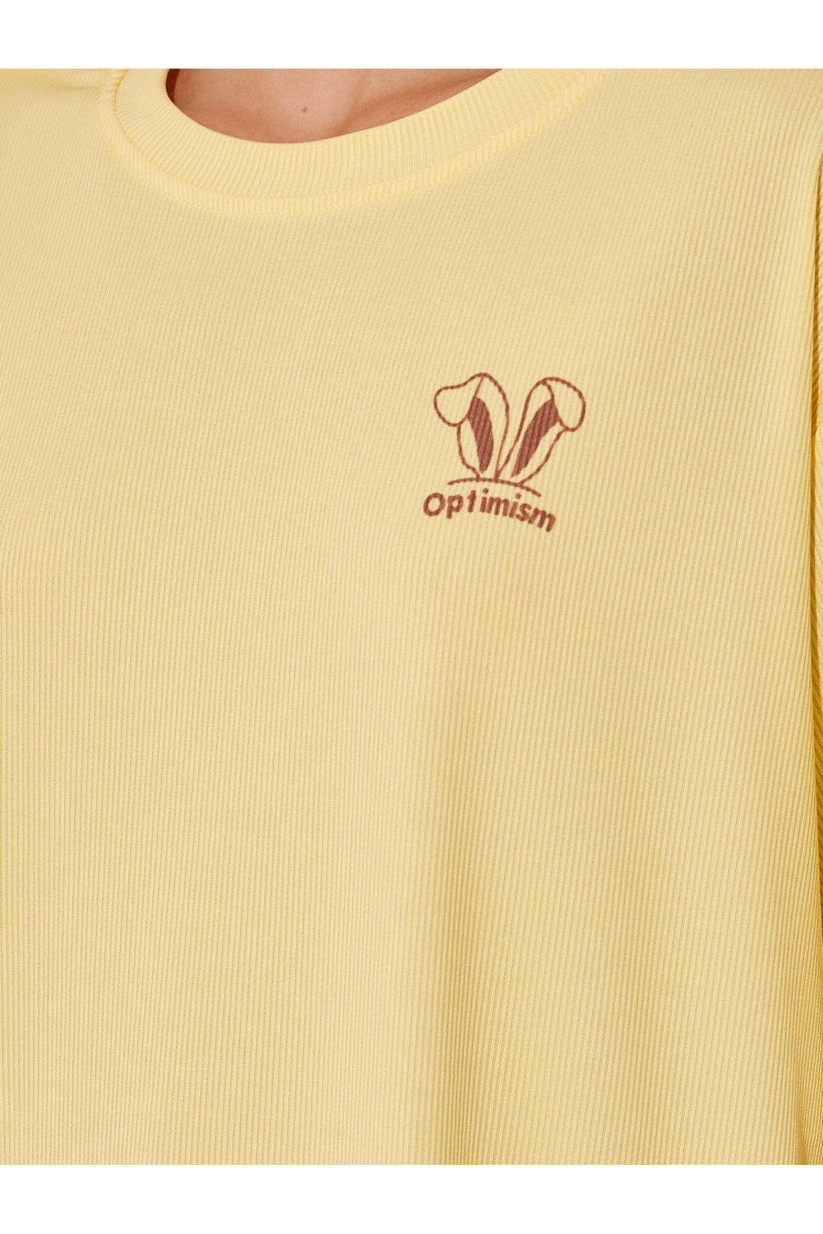 Styli-Yellow Ribbed Short Sleeve Oversized T-Shirt 4