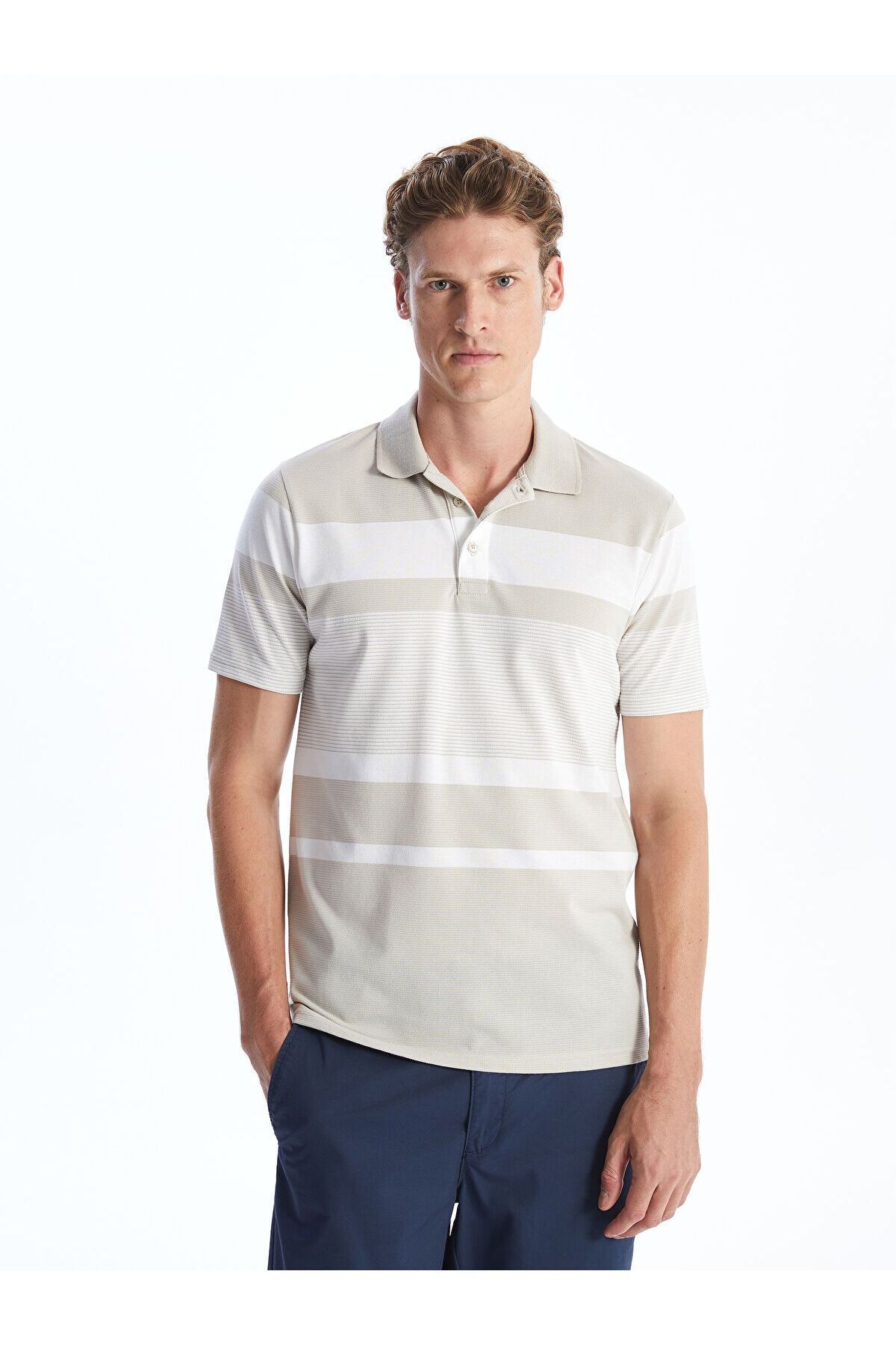 LC Waikiki Polo Yaka Kısa Kollu Çizgili Pike Erkek Tişört