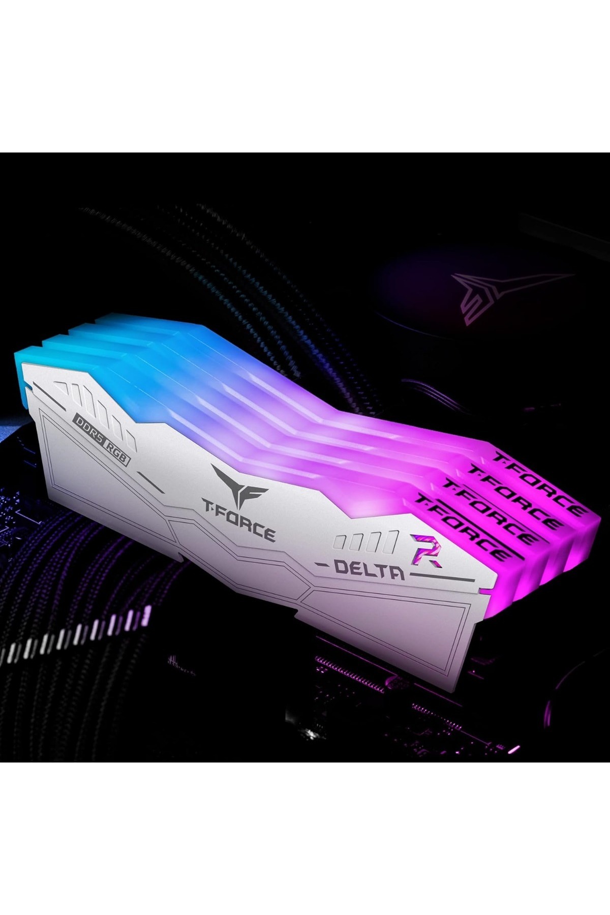T-Force-Delta RGB 64GB (32GB x 2) DDR5-6000 CL38 White PC Memory RAM 3