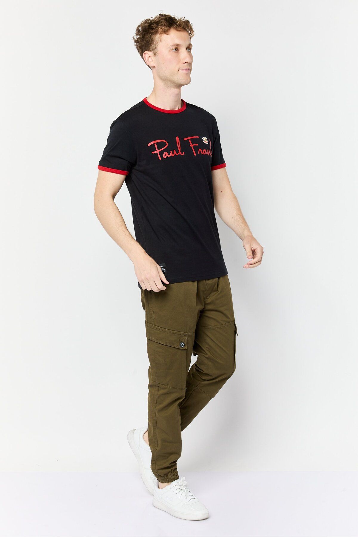 PAUL FRANK-Men Crew Neck Short Sleeves Brand Logo T-Shirt, Black 3