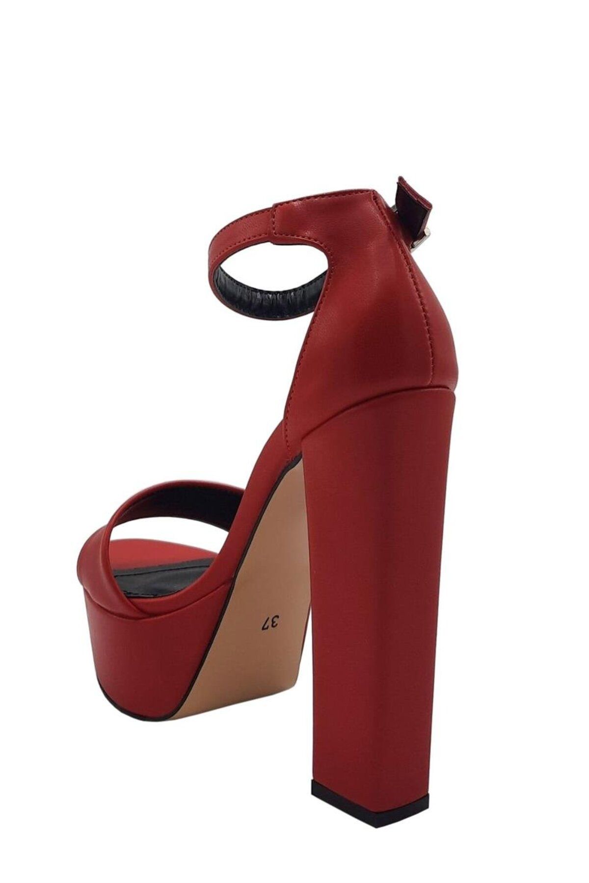 کفش مجلسی زنانه 010 2020 چرم قرمز اورجینال Moulin Shoes
