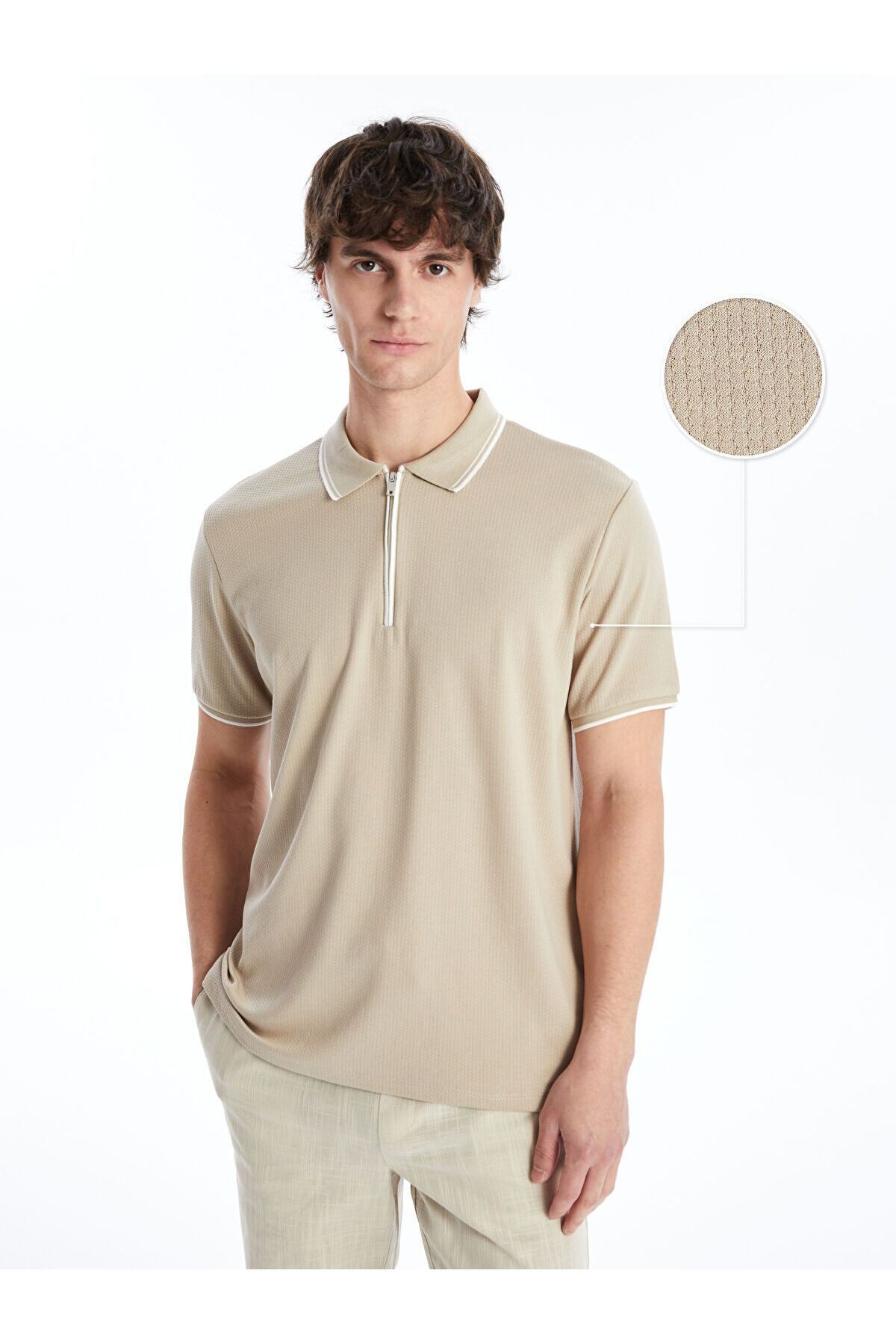 LC Waikiki Polo Yaka Kısa Kollu Erkek Dokulu Tişört