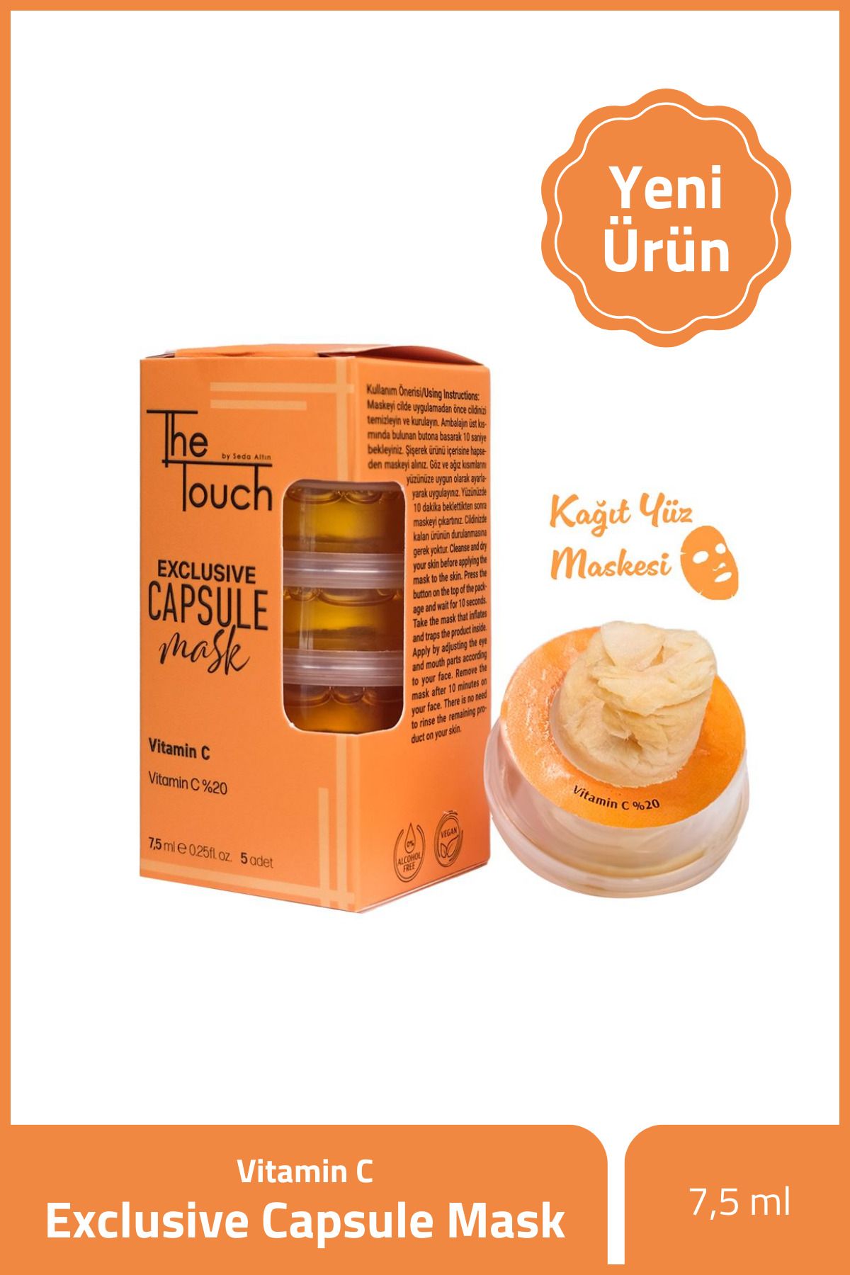 Vitamin C Exclusive Kapsül Yüz Maskesi 5 Adet