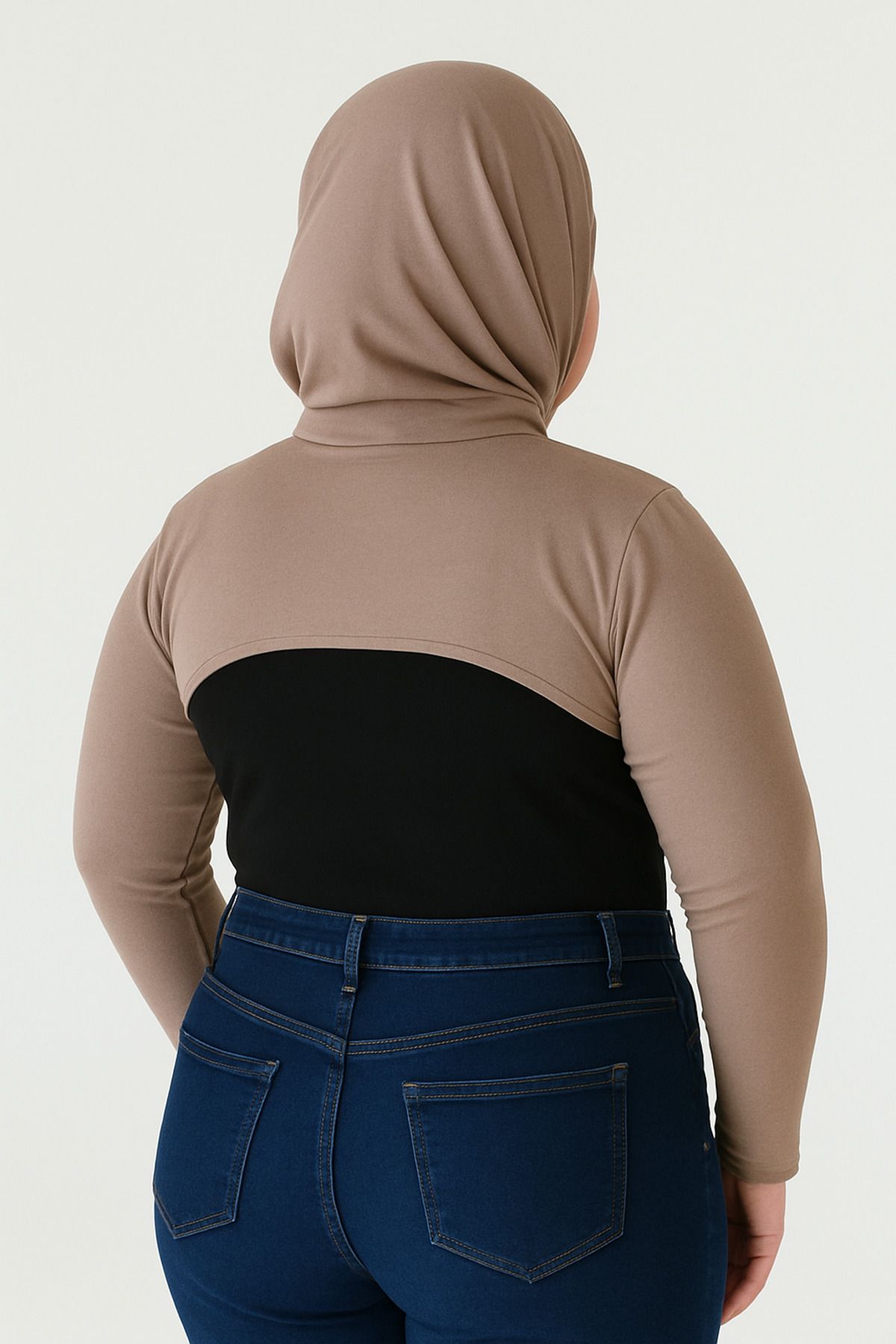 mirach-Mărime mare, elastic, guler vertical, cu guler, mâneci, lycra, bumbac, respirabil, confortabil, decolteu corector 2
