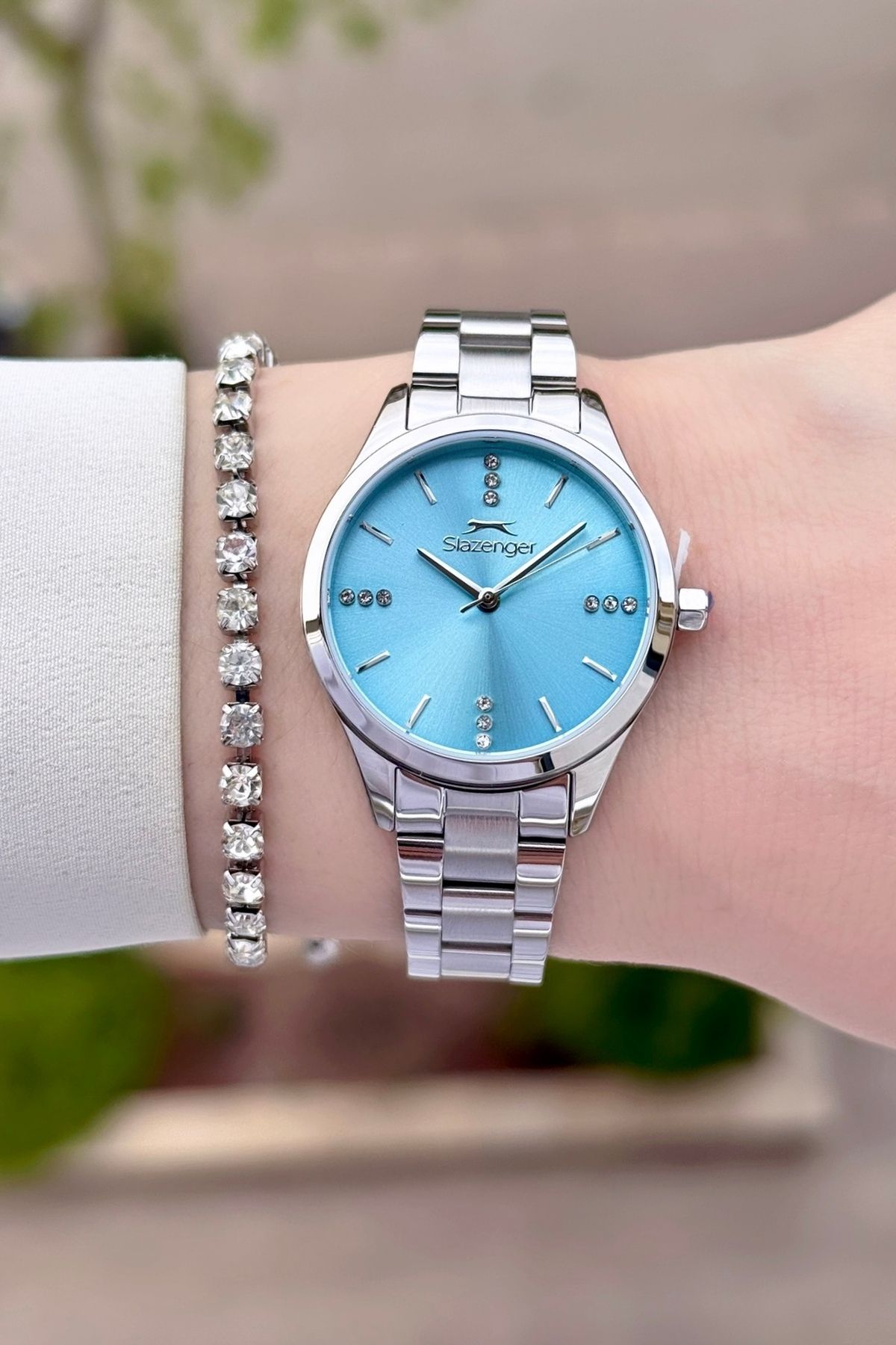 Slazenger Kadranı Mavi Kordonu Silver Renk 24 Ay Garantili 30 Mm Kadın Kol Saati Ve Bileklik
