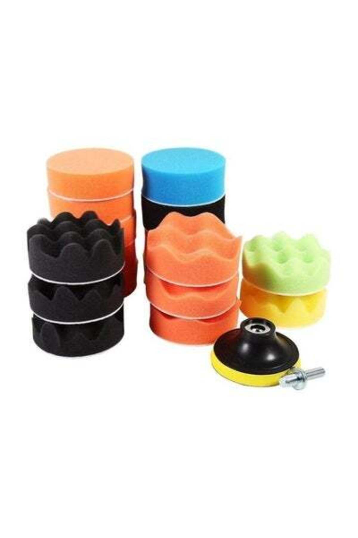 HALAMODO-19 Pcs Car Polishing Buffing Pad Kit, 3 Inch Foam Drill Buffing Pads, Sponge Set Kit, M10 Drill Adap 3