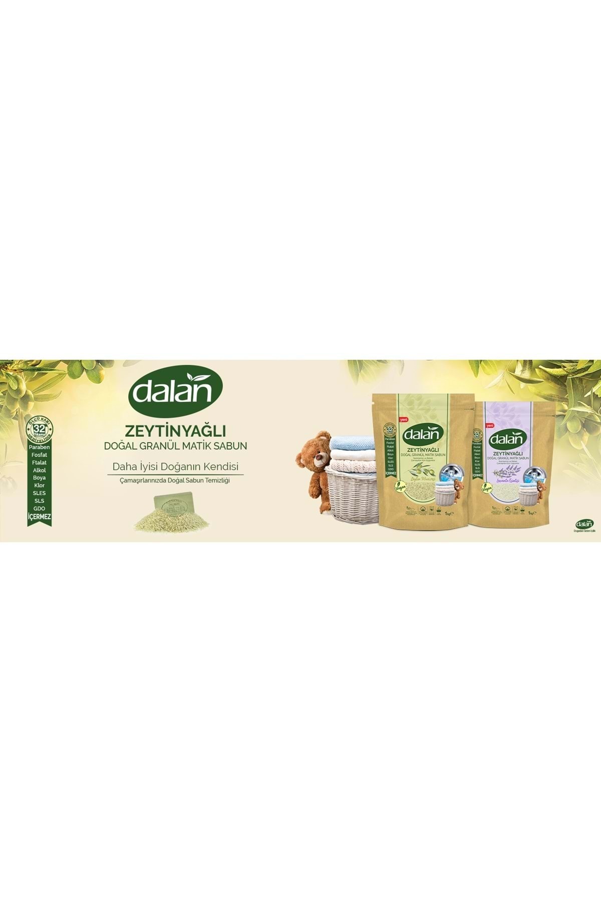Dalan Doğal Granül Sabun Tozu 1Kg Bebekler İçin %100 Zeytinyağlı (2 Li Set) fotoğrafı 3 (önizleme)