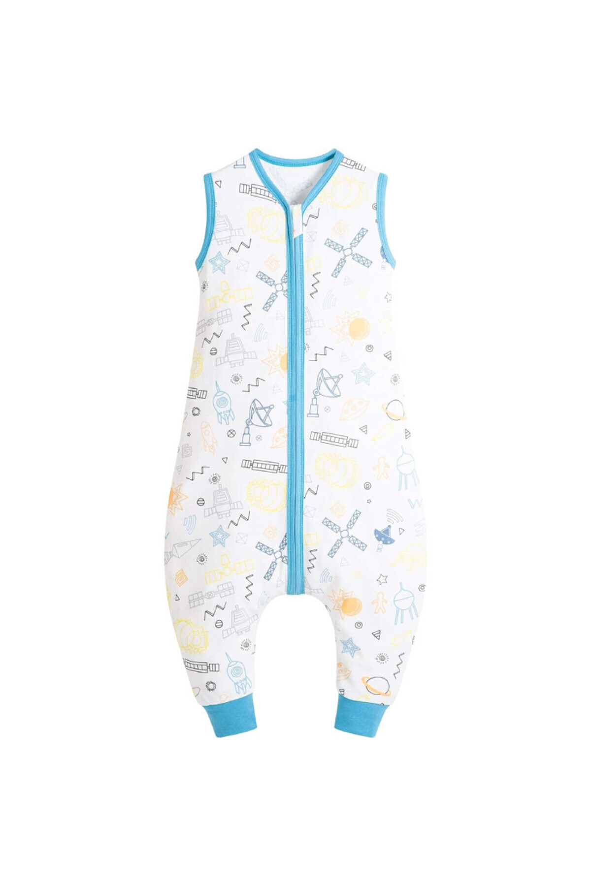 Mosbears-children's sleeveless pajamas, cotton, white/blue, for height 74-80 cm 1