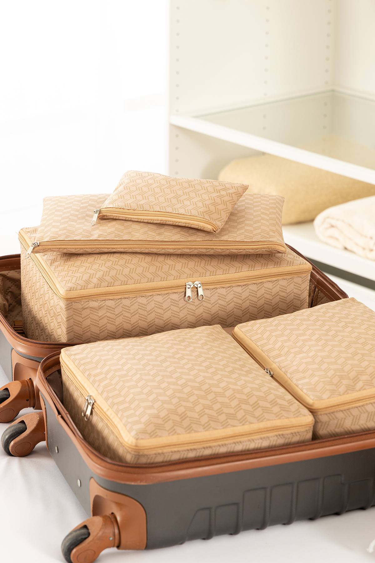 REKHOME 6'lı Set Bej Bebek Bakım Çantası Bebek Doğum Hastane Çıkışı Çanta Düzenleyici Çok Amaçlı Organizer fotoğrafı 3 (önizleme)