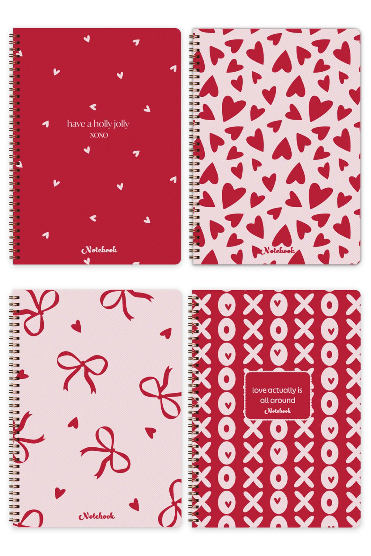 Matt Notebook-A4 Spiral School Notebook 80 sheets Set of 4 - Lined 4