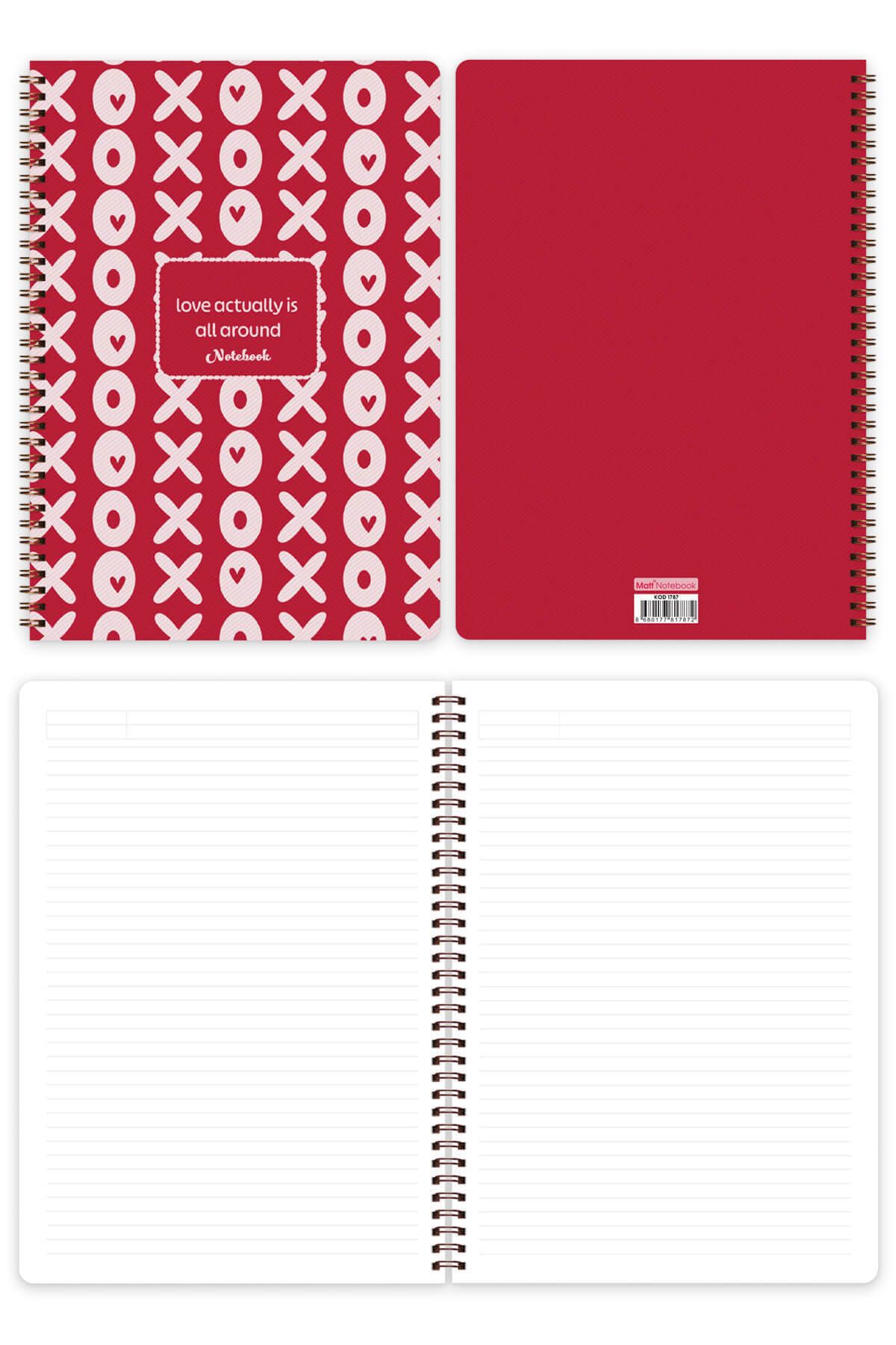 Matt Notebook-A4 Spiral School Notebook 80 sheets Set of 4 - Lined 8