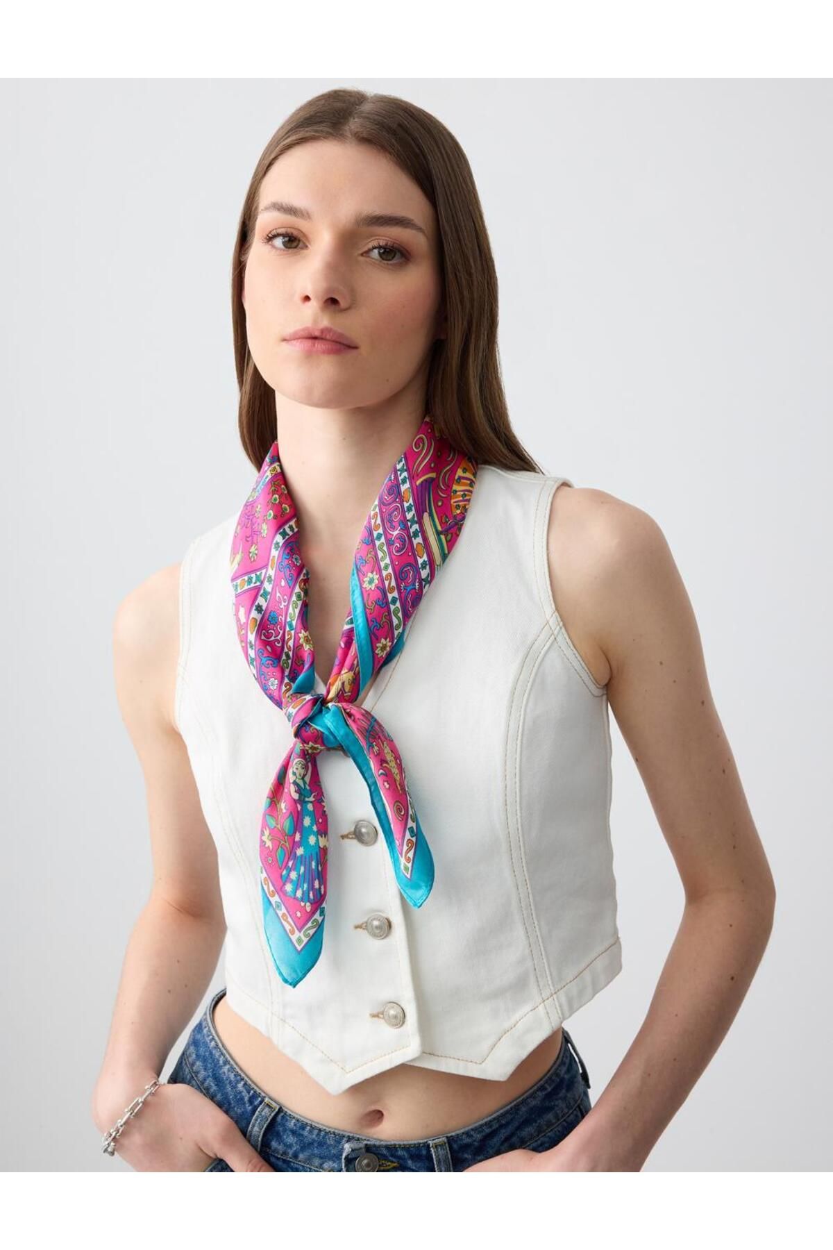 Jimmy Key-Pink Ethnic Figured Woven Scarf 4