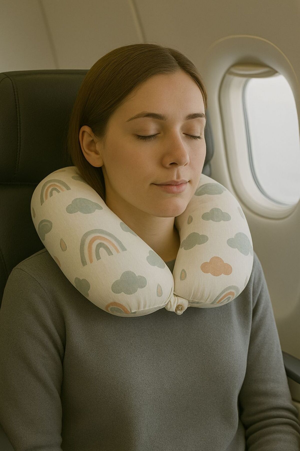 AHE Boyun Destek Yastığı | Anne Bebek Konfor Yastığı | Muslin Kumaş | U-Form Ergonomik Tasarım