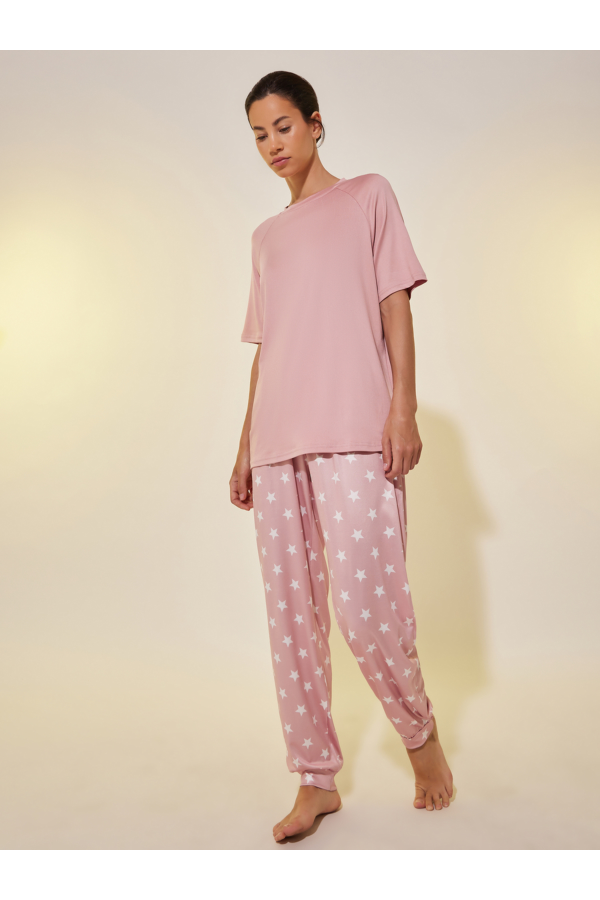 Styli Round Neck Short Sleeve T-Shirt and Joggers Set