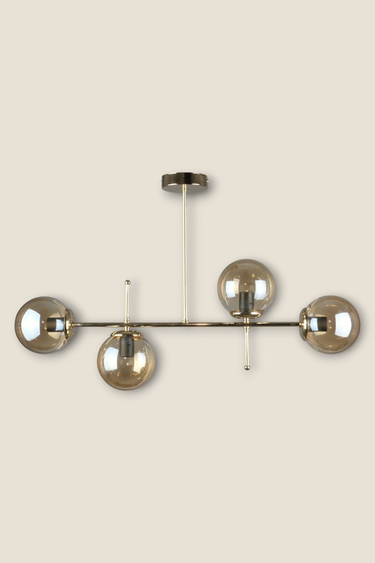 Fer Avize-Cello Modern Luxury Design Gold Color Honey Glass Ceiling Dining Table Top - Living Room 4-Piece Chandelier 5