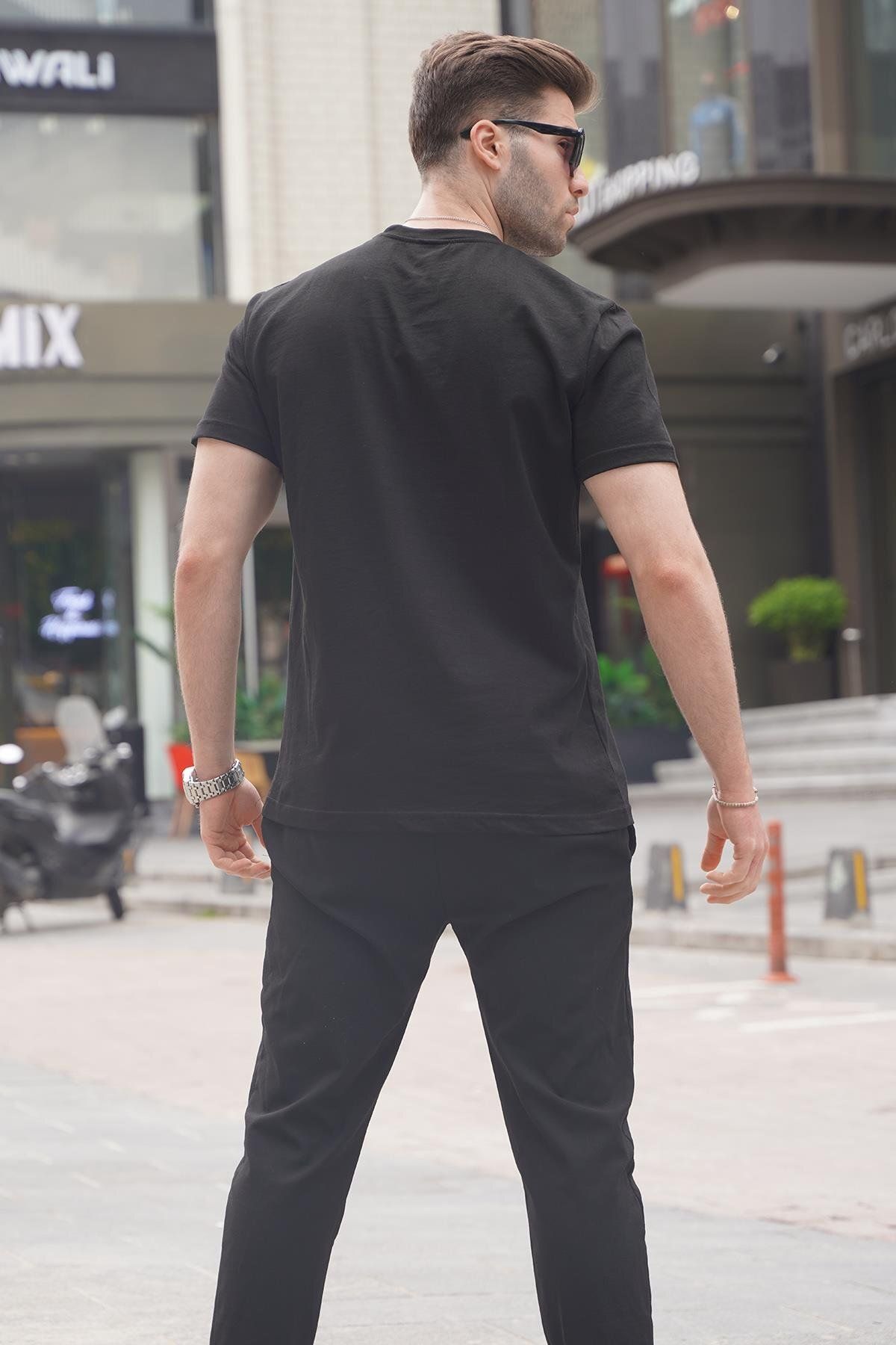 Madmext-Čierne pánske tričko Regular Fit Basic 6131 2