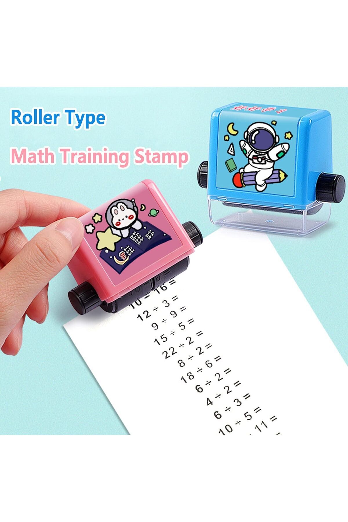 بسته ۴ عددی مهرهای آموزشی دیجیتال غلتکی | اسباب‌بازی آموزشی ریاضی برای کودکان با قابلیت پر کردن مجدد جوهر