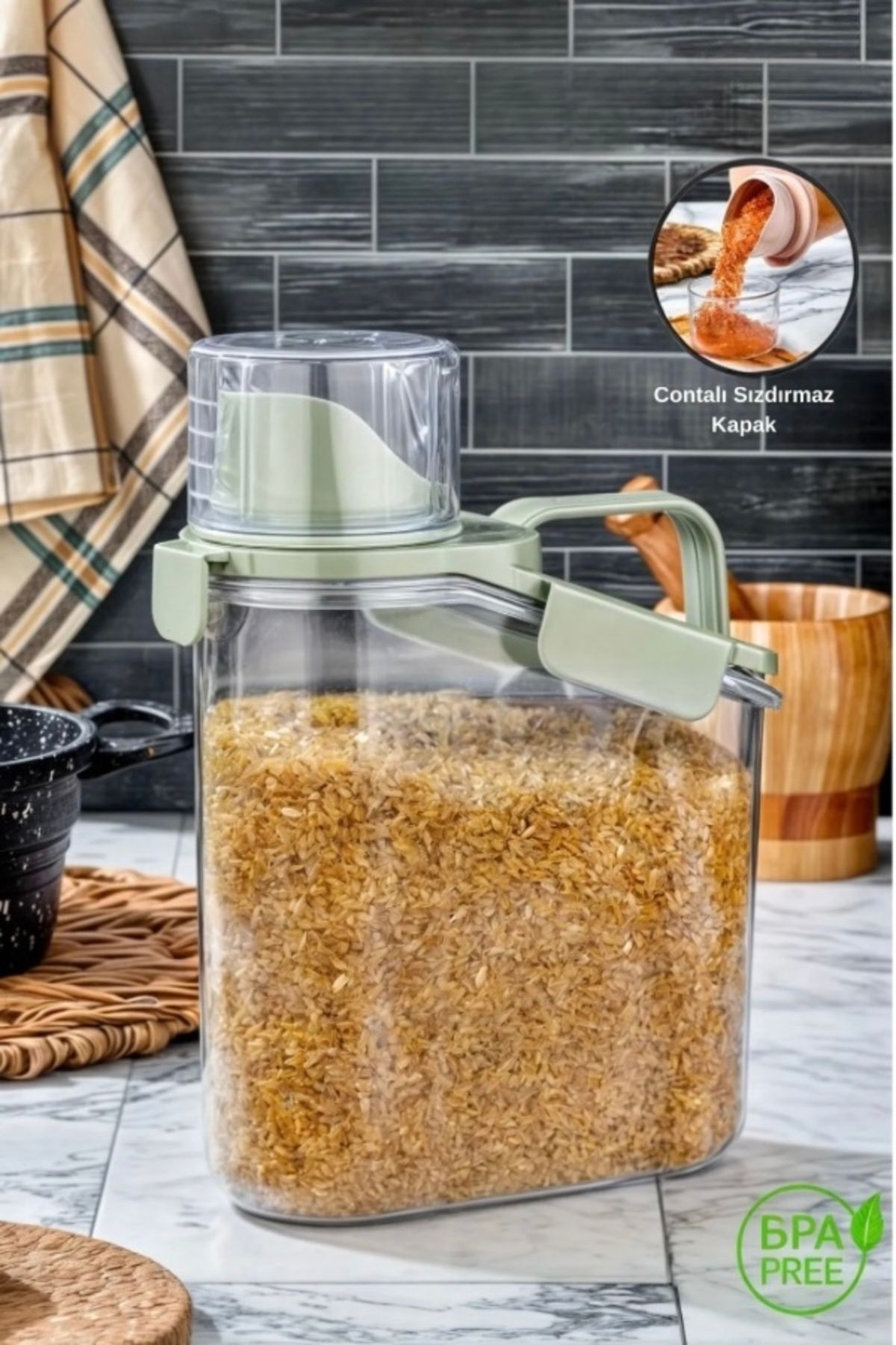 MultiStore-2-Pack 1.8 and 1.1 ml Multi-Purpose Leakproof Food - Detergent Dispenser - Pulses Rice Storage Container 2