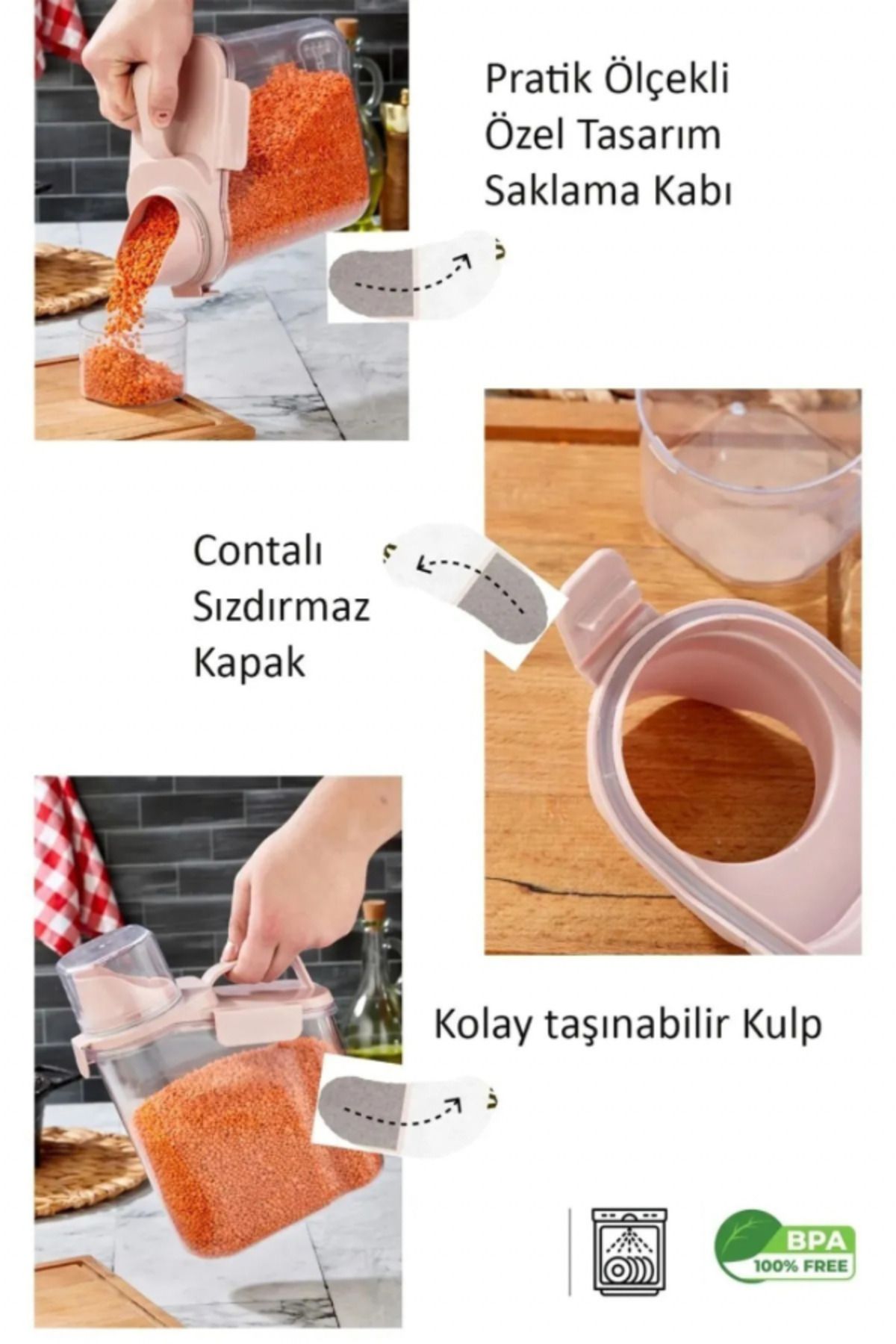 MultiStore-2-Pack 1.8 and 1.1 ml Multi-Purpose Leakproof Food - Detergent Dispenser - Pulses Rice Storage Container 4