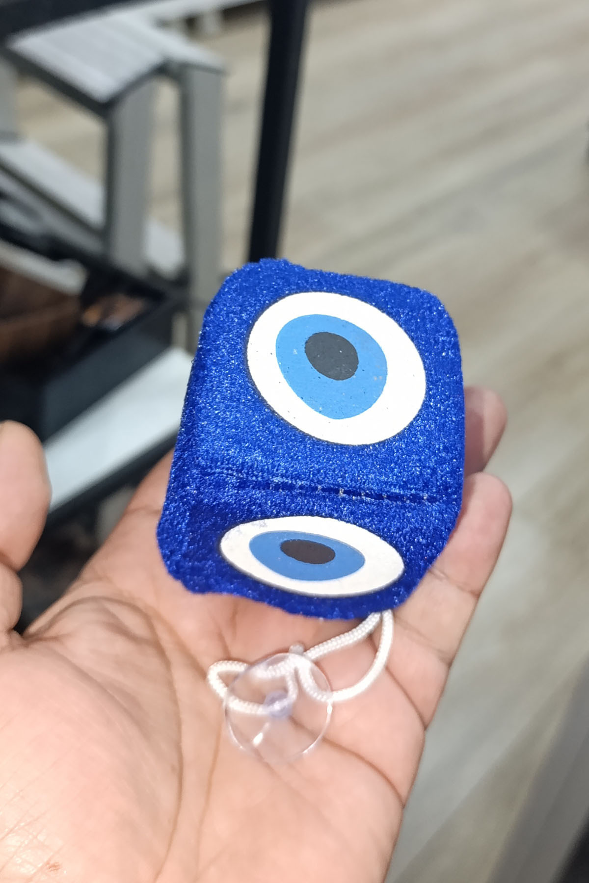 TAŞÇIZADE-Evil Eye Beaded Dice Plush Keychain 5 X 5 cm 2