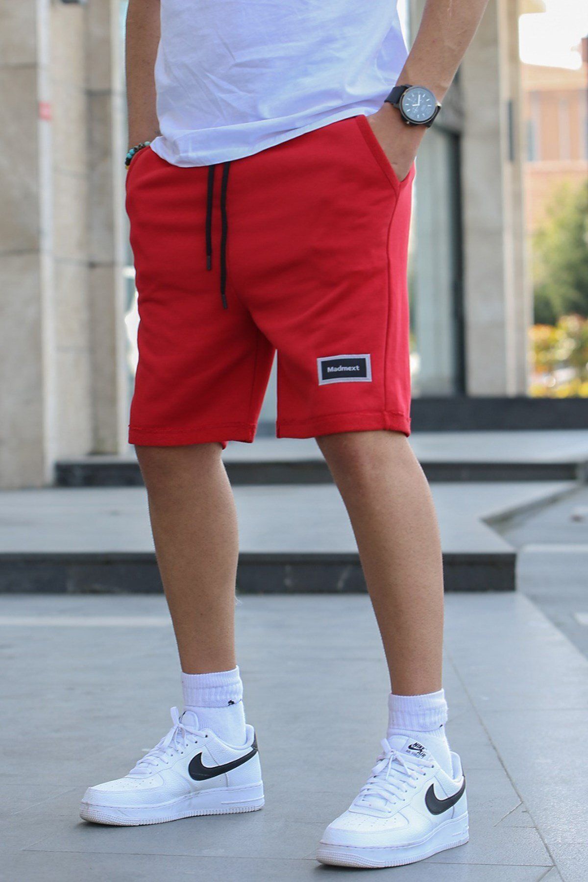 Madmext-Red Regular Fit Basic Men's Capri Shorts 2