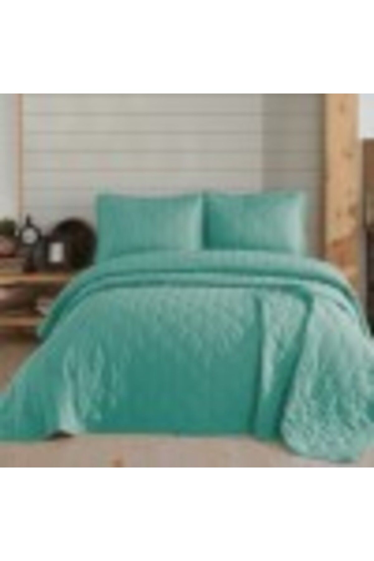 NazeninHome-Set cuvertura matlasata + 2 fete perna bumbac 100%, 220x240cm, turcoaz 2