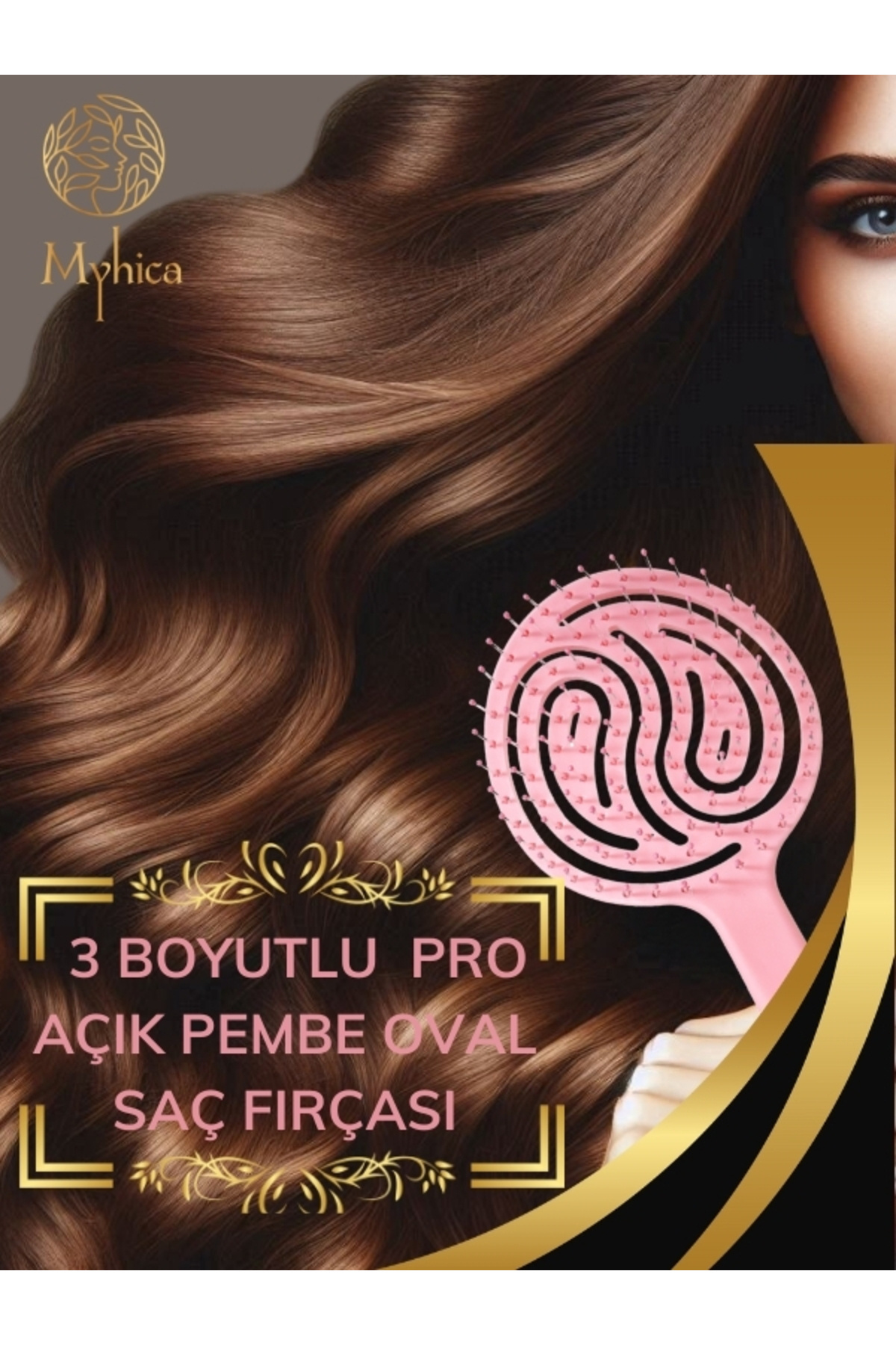 Açık Pembe Pro Üç Boyutlu Oval Saç Fırçası — صورتی MyhicaPro4 — تصویر 3 از 5