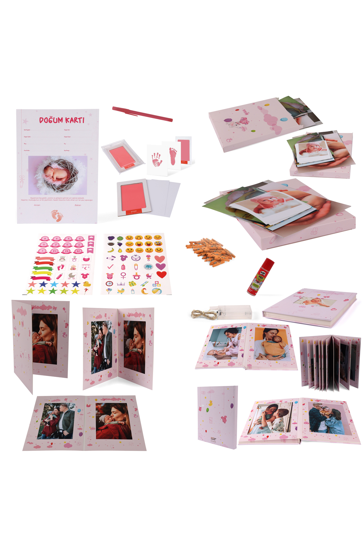 Touch Your Memories İkizlere Özel Hoşgeldin Bebeğim Kız Bebek Kutusu fotoğrafı 6 (önizleme)