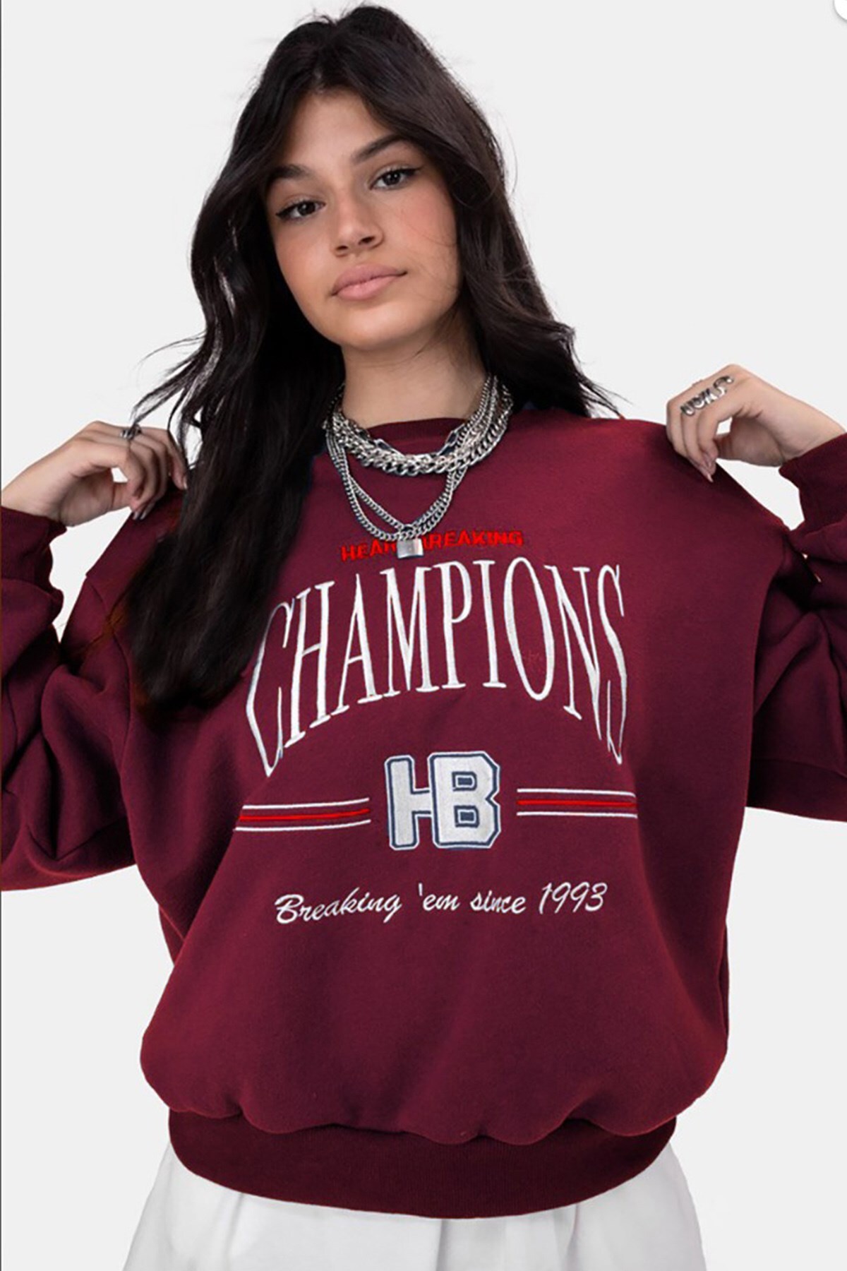 Mad Girls Women's Claret Red Sweatshirt Mg930
