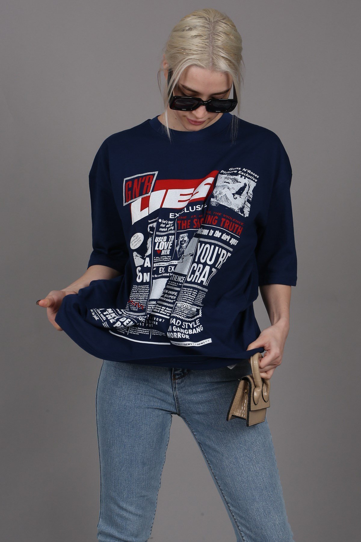 Madmext-Tricou pentru damă cu imprimeu pe spate albastru bleumarin Mg1506 5