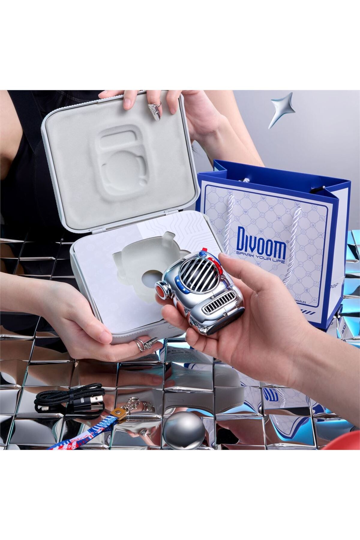 DIVOOM-Divoom Spark-Pop Bluetooth Portable Speaker - BLUE 2