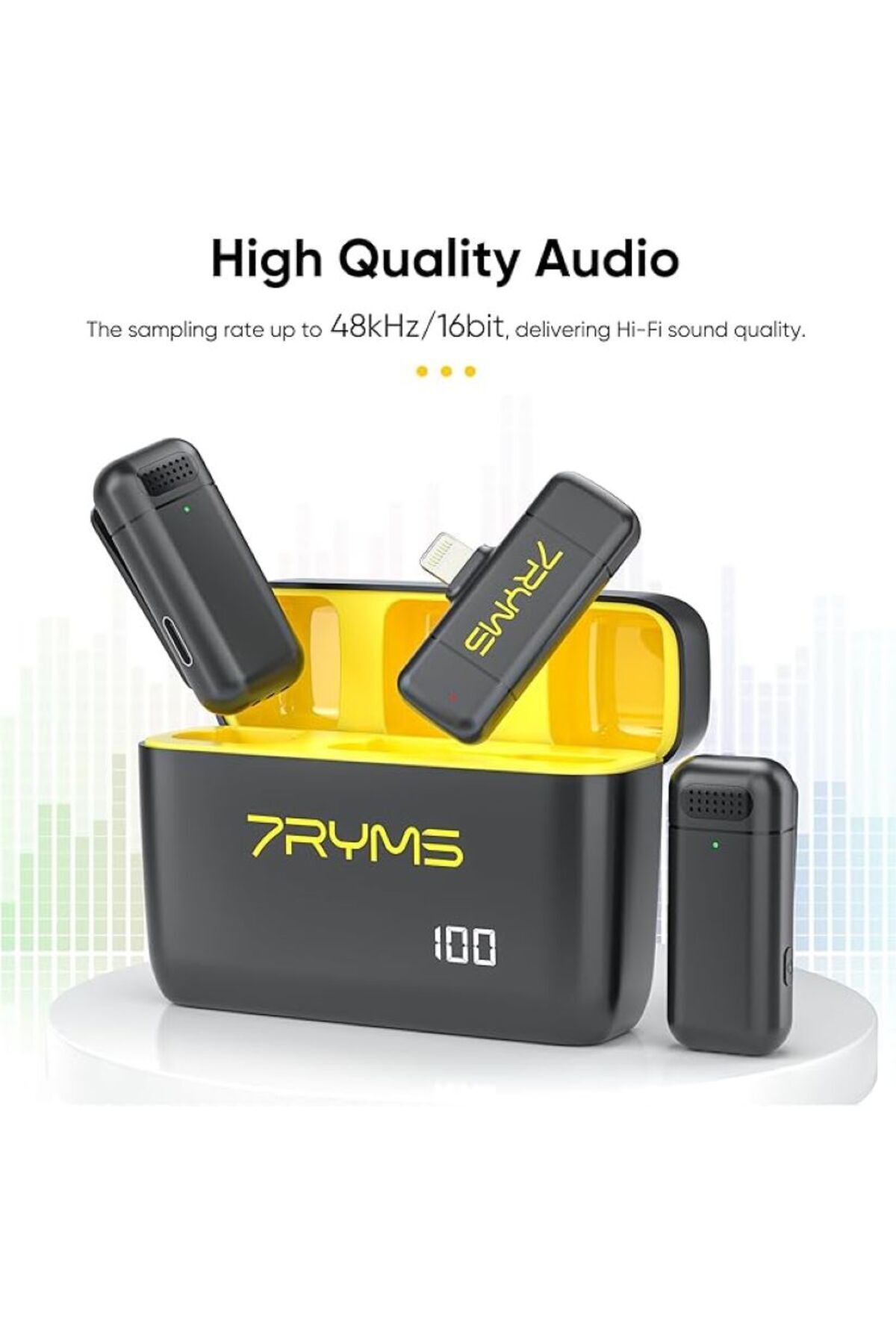 7ryms-Rimo S1 LN MFi Certified Wireless Lavalier Microphone for iPhone 14 and Less 8H Battery 2