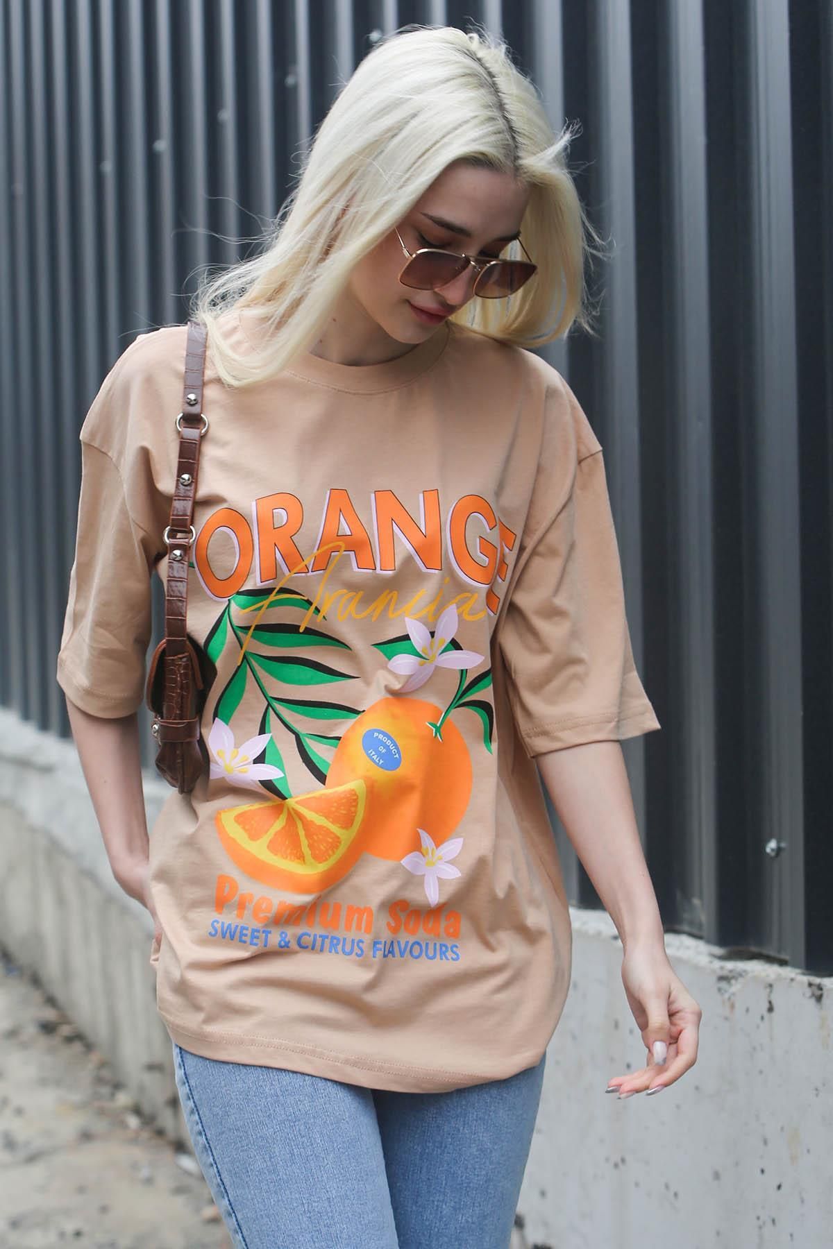 Madmext-Mink Printed Crew Neck Women's T-Shirt Mg1707 4
