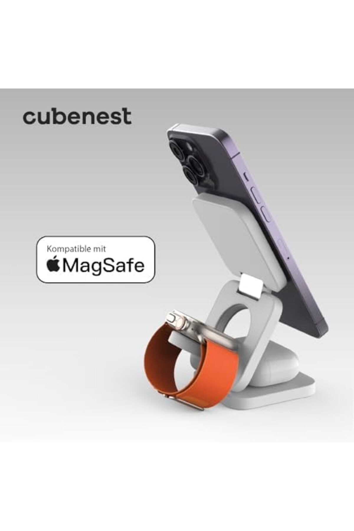 cubenest-E310 3-1 Wireless Foldable Charger - White 4