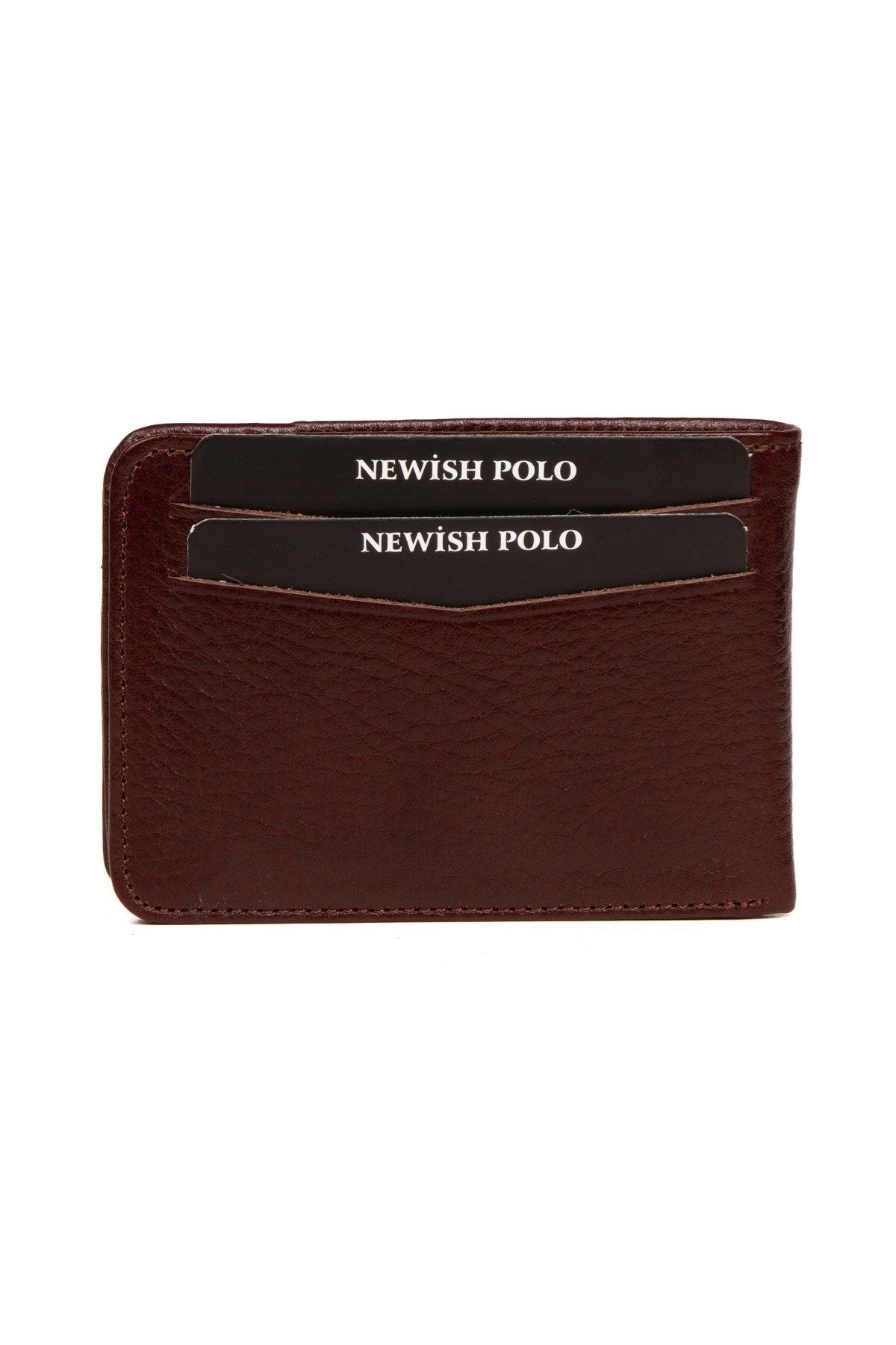 کیف پول مردانه چرمی واقعی و کارت مقدس قهوه ای Newish Polo