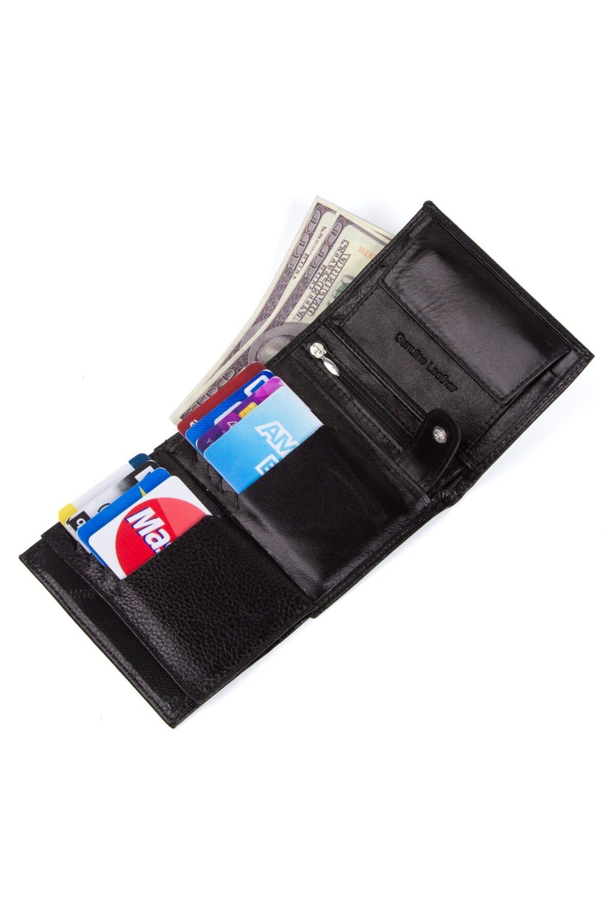 کیف پول مردانه دارنده کارت چرمی واقعی و سیاه Newish Polo